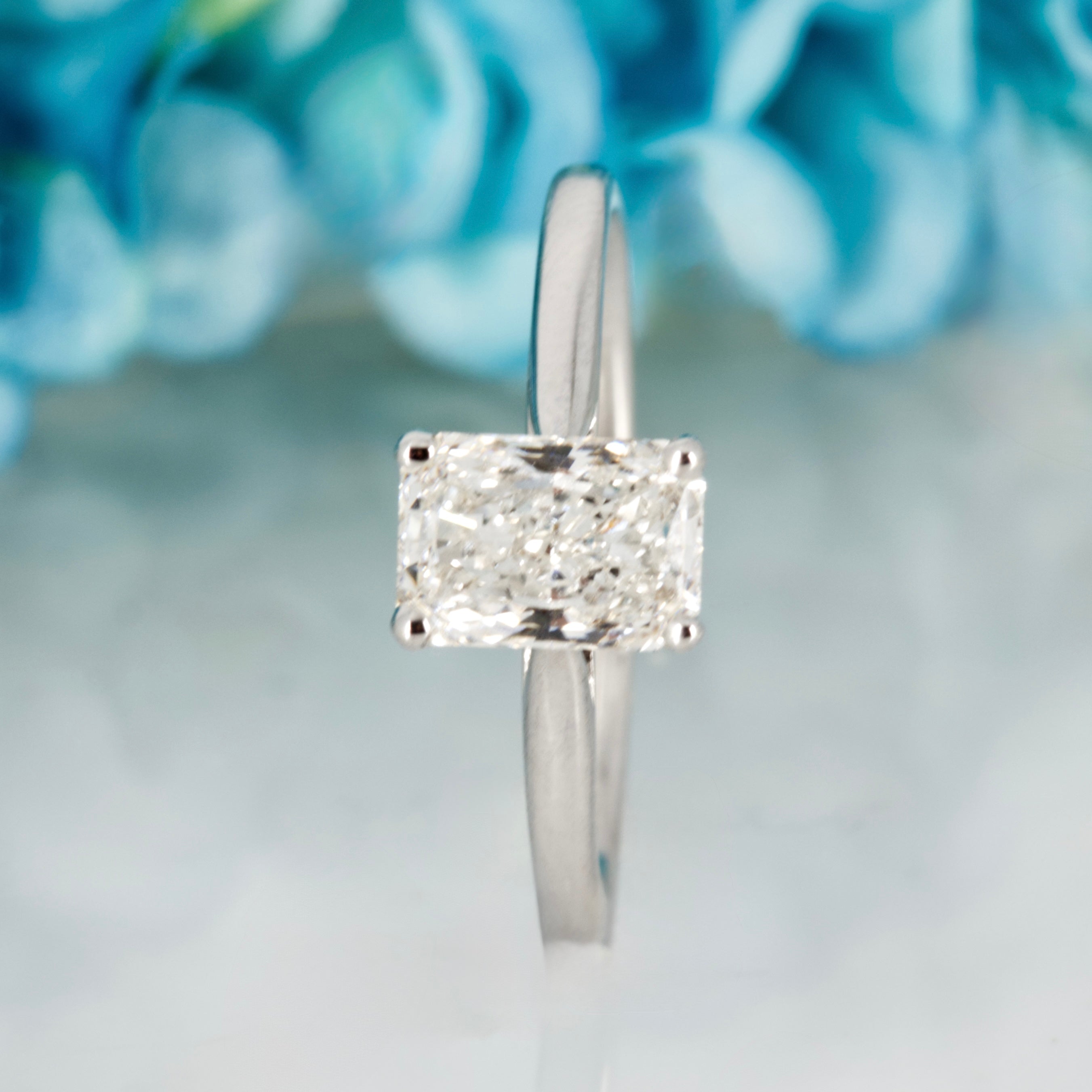 18ct White Gold 1.04ct Radiant Cut Lab Grown Diamond Solitaire Ring