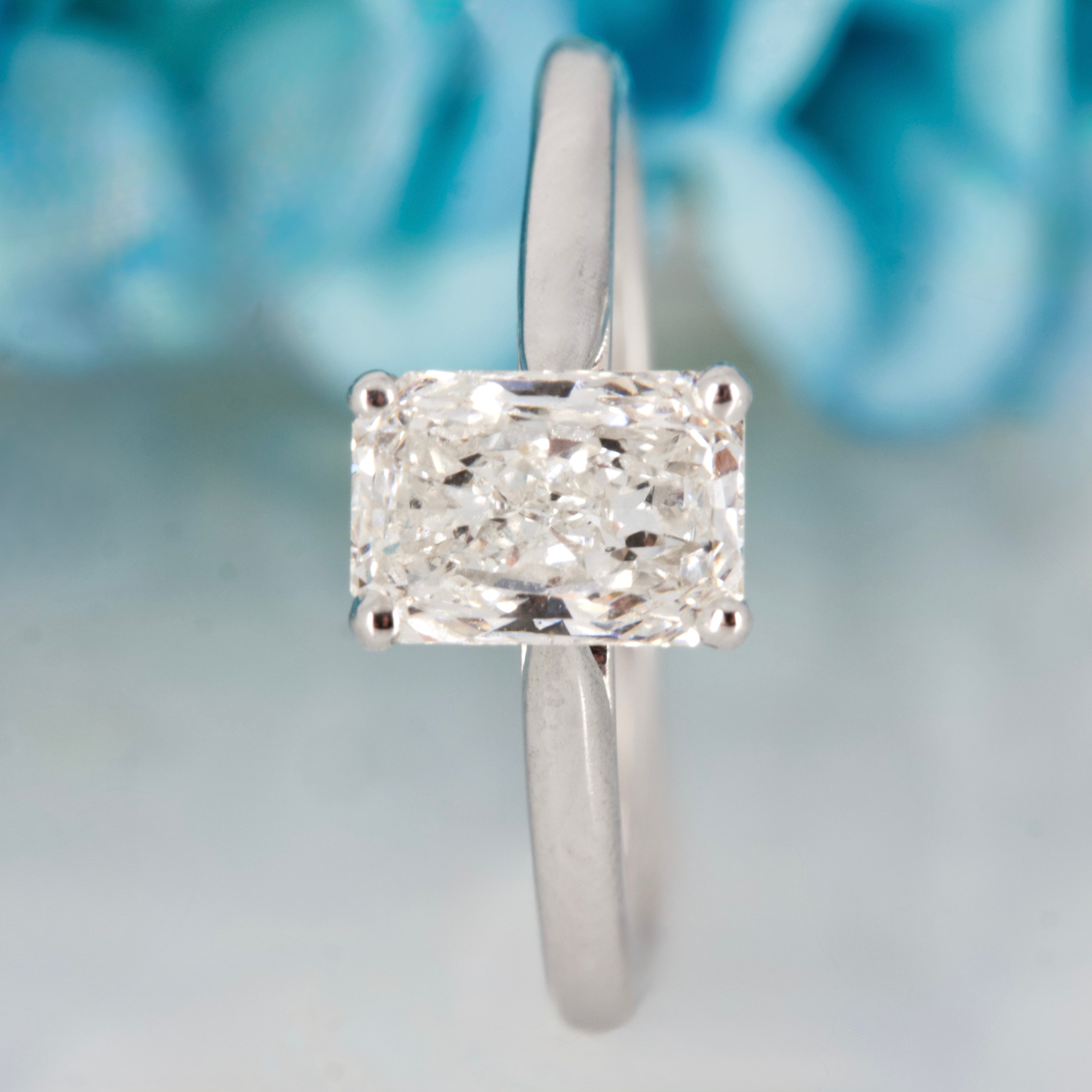 18ct White Gold 1.04ct Radiant Cut Lab Grown Diamond Solitaire Ring
