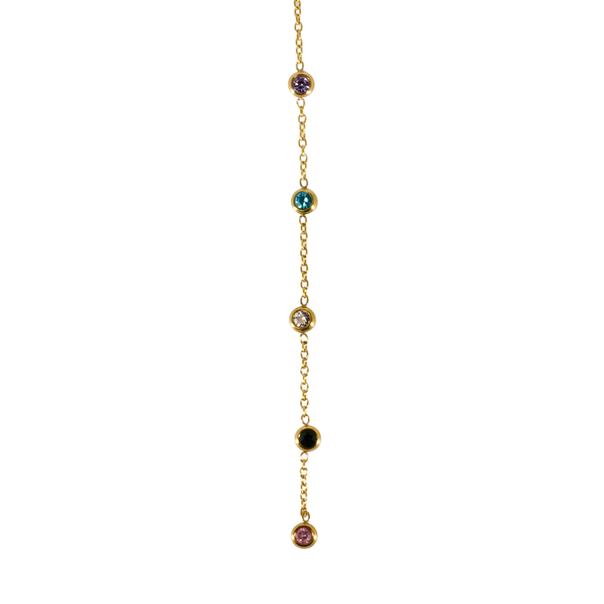 Gold Plated Multi-Coloured Cubic Zirconia Set Lariat Necklace