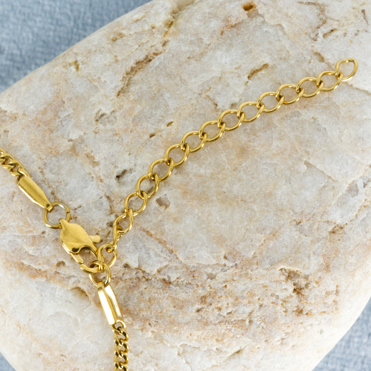 Gold Plated White Stone Clover Pendant & Chain