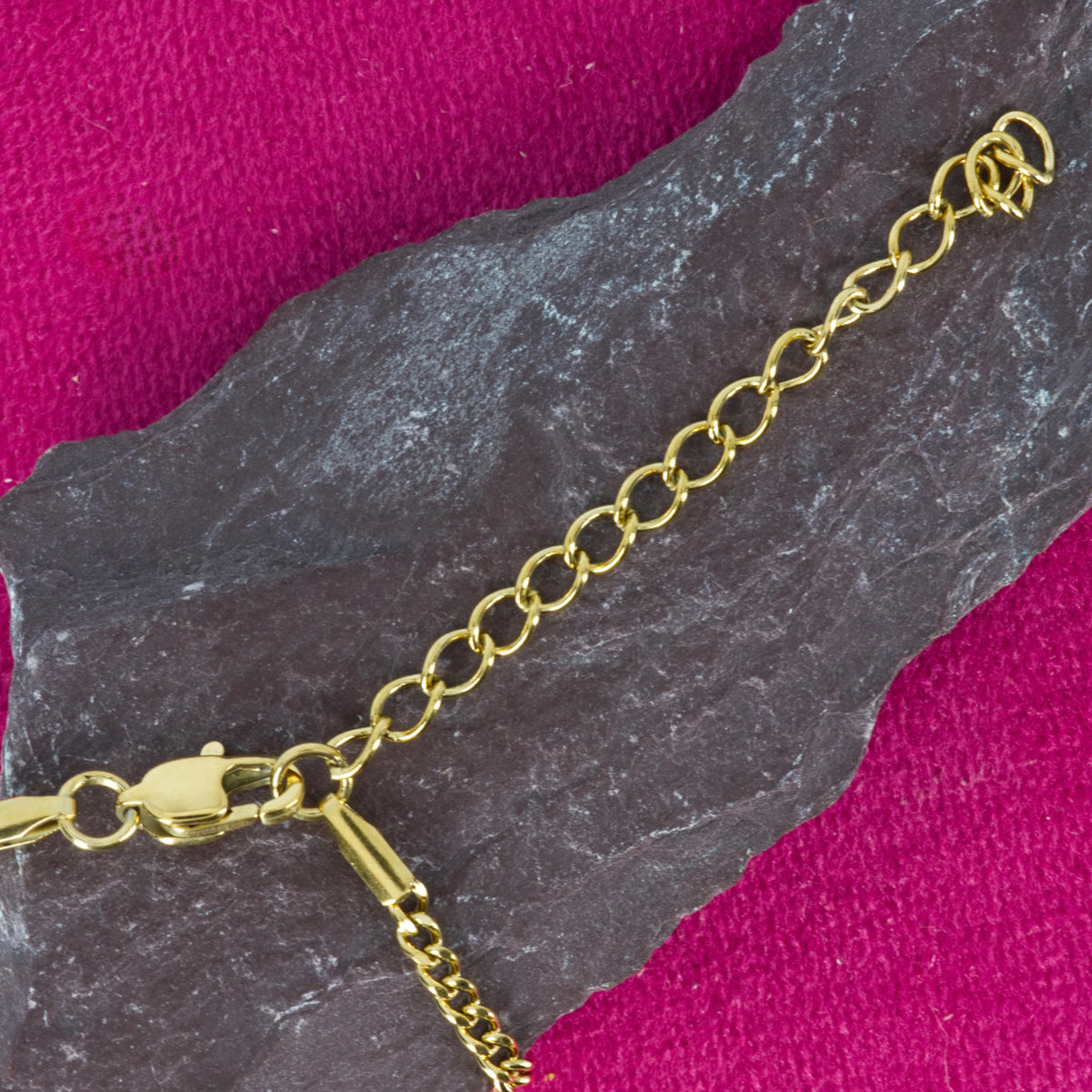 Gold Plated Black Stone Clover Pendant & Chain