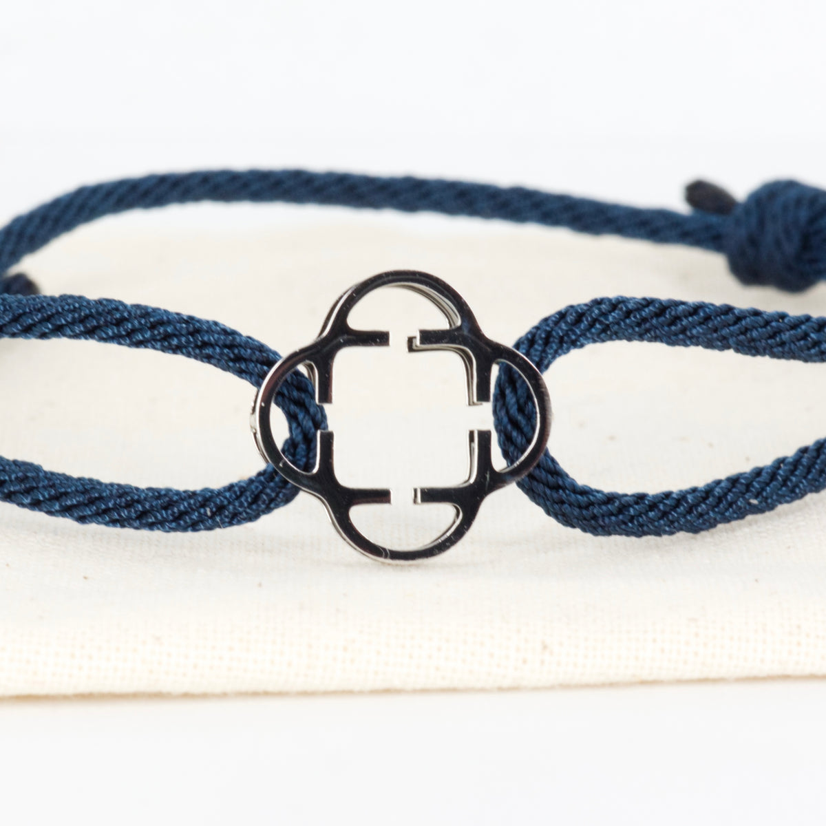 Stainless Steel Clover Navy Rope Bracelet