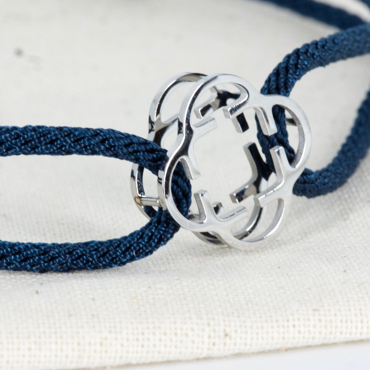 Stainless Steel Clover Navy Rope Bracelet
