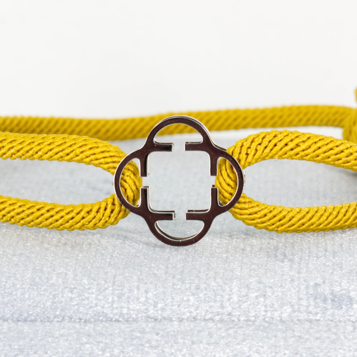 Stainless Steel Clover Yellow Rope Bracelet