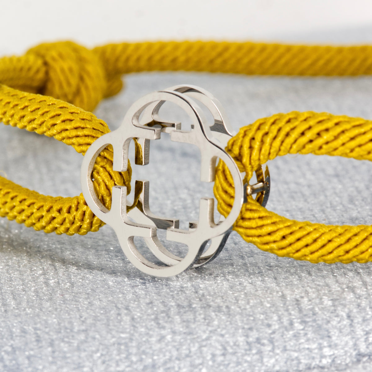 Stainless Steel Clover Yellow Rope Bracelet