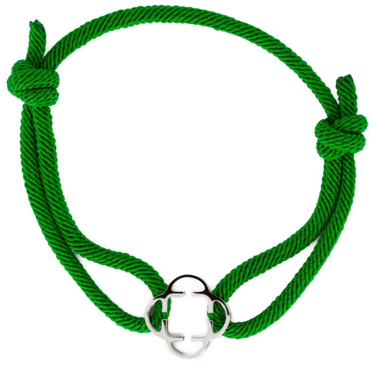 Stainless Steel Clover Green Rope Bracelet