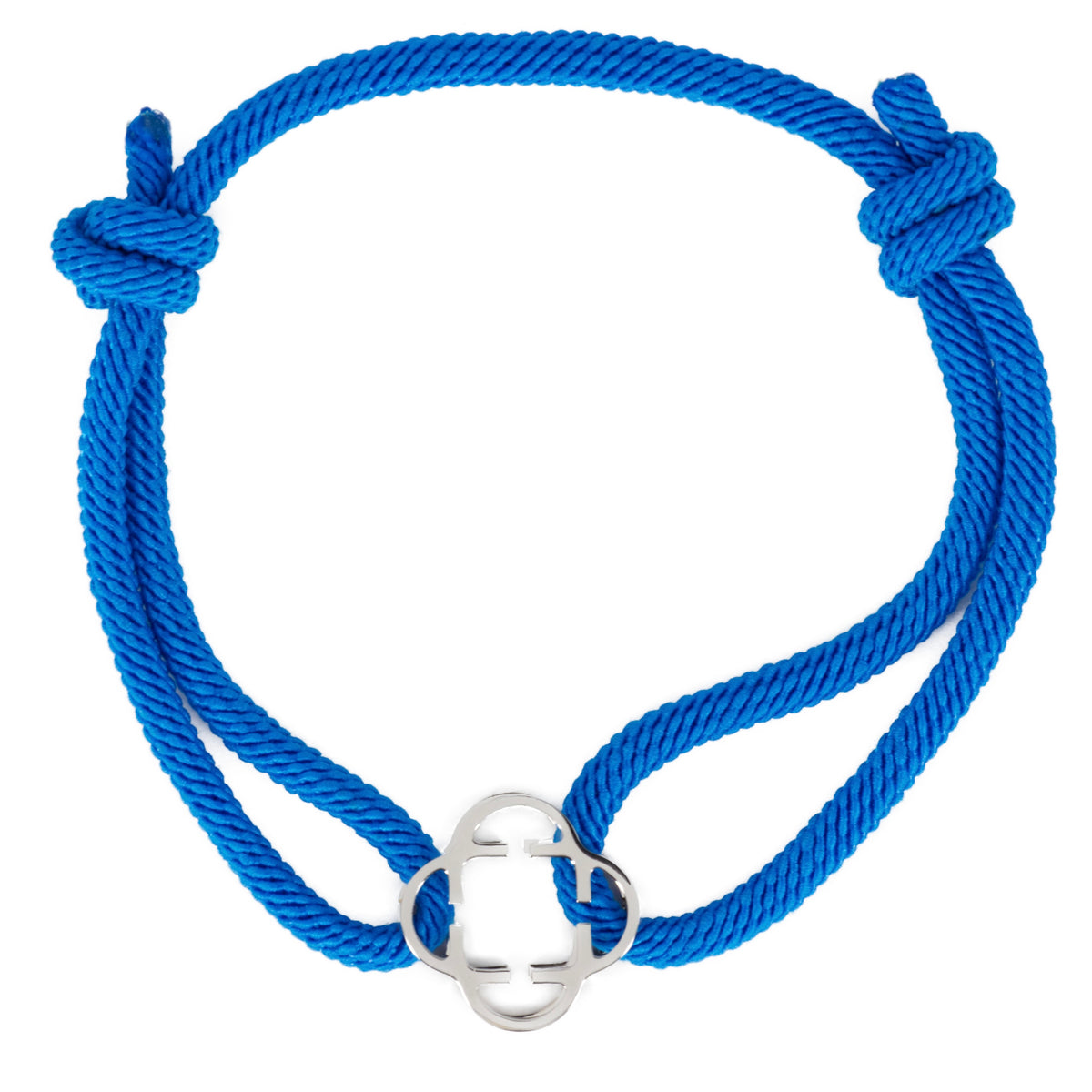 Stainless Steel Clover Royal Blue Rope Bracelet