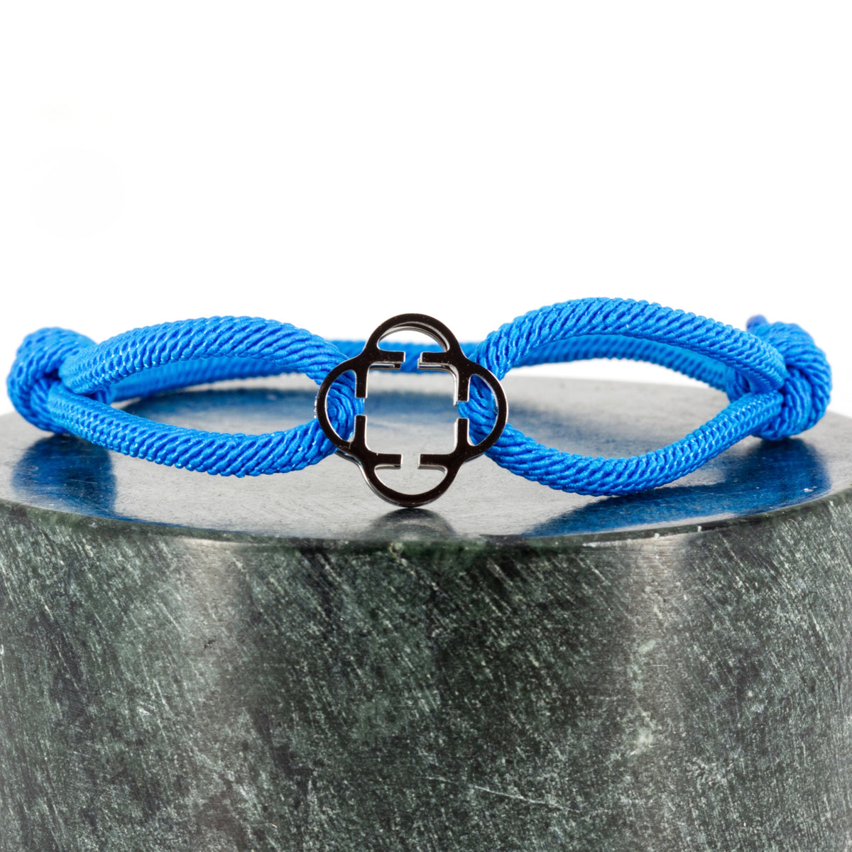 Stainless Steel Clover Royal Blue Rope Bracelet