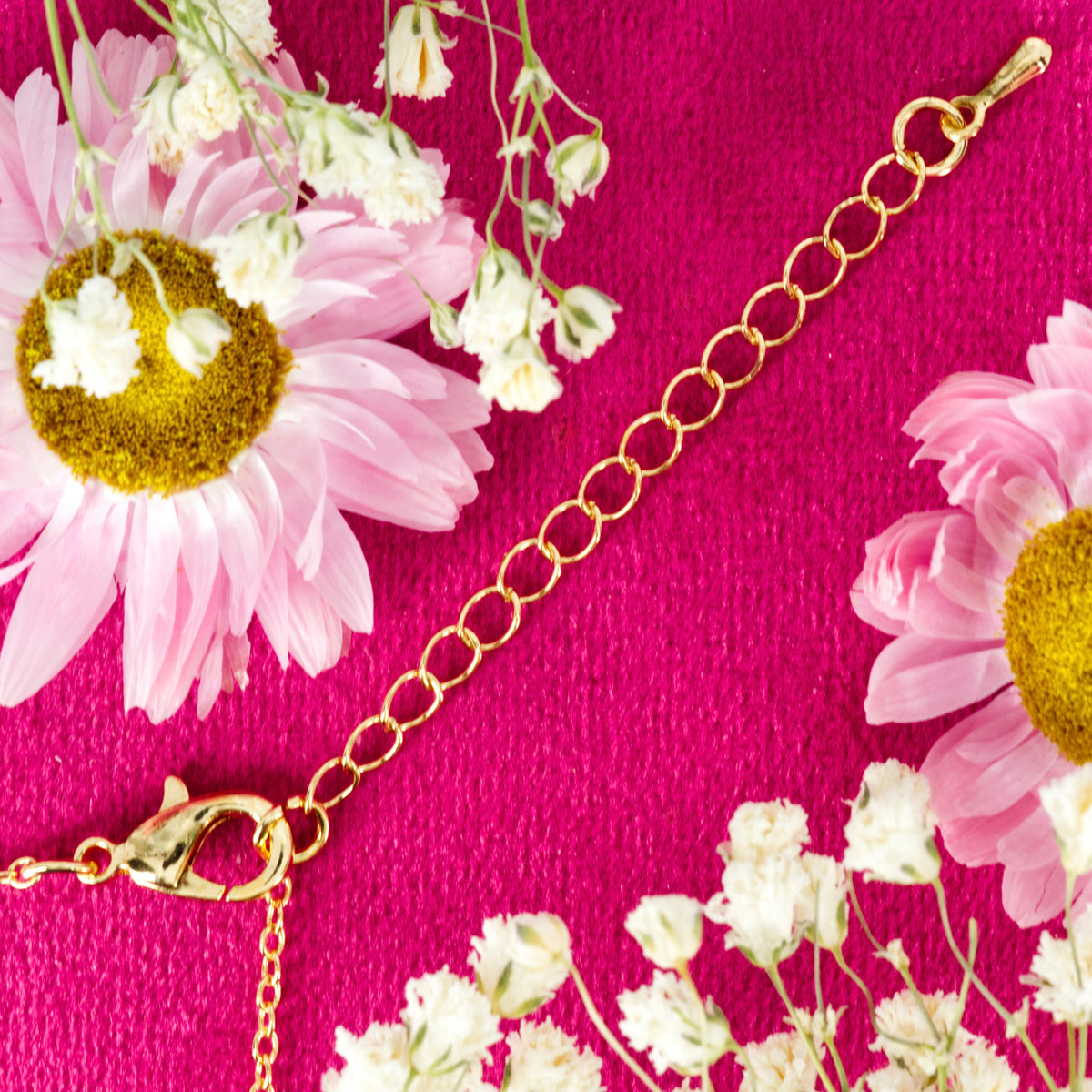 Gold Plated Purple Natural Stone & Cubic Zirconia Set Pendant & Chain