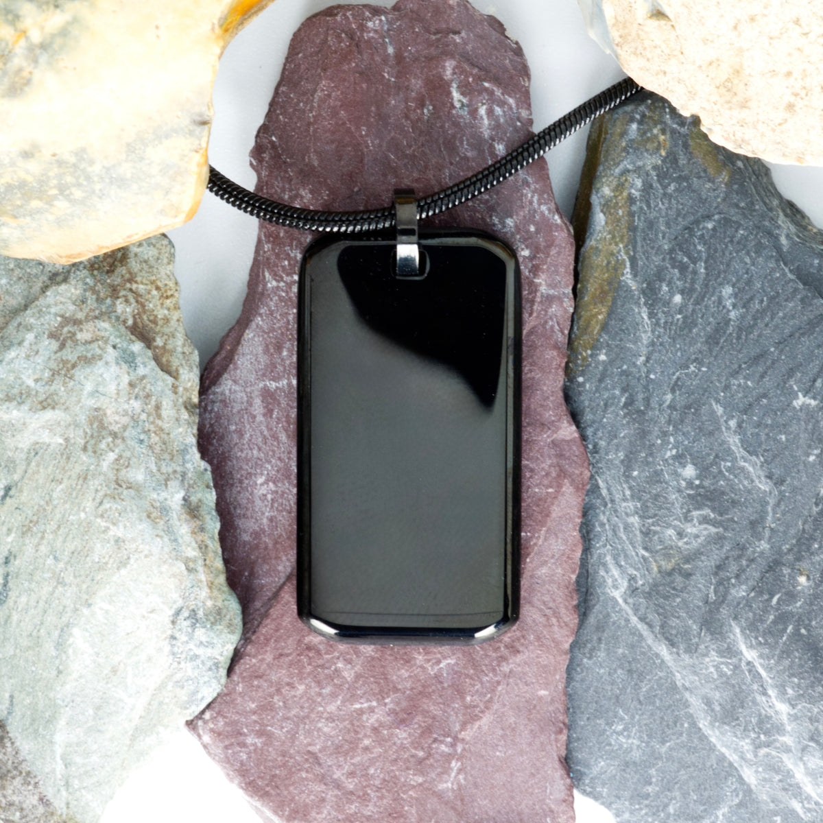 Black PVD Plated Dog Tag Necklace