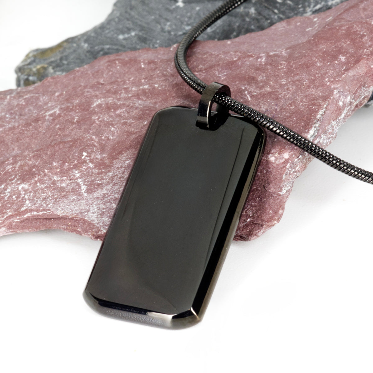Black PVD Plated Dog Tag Necklace