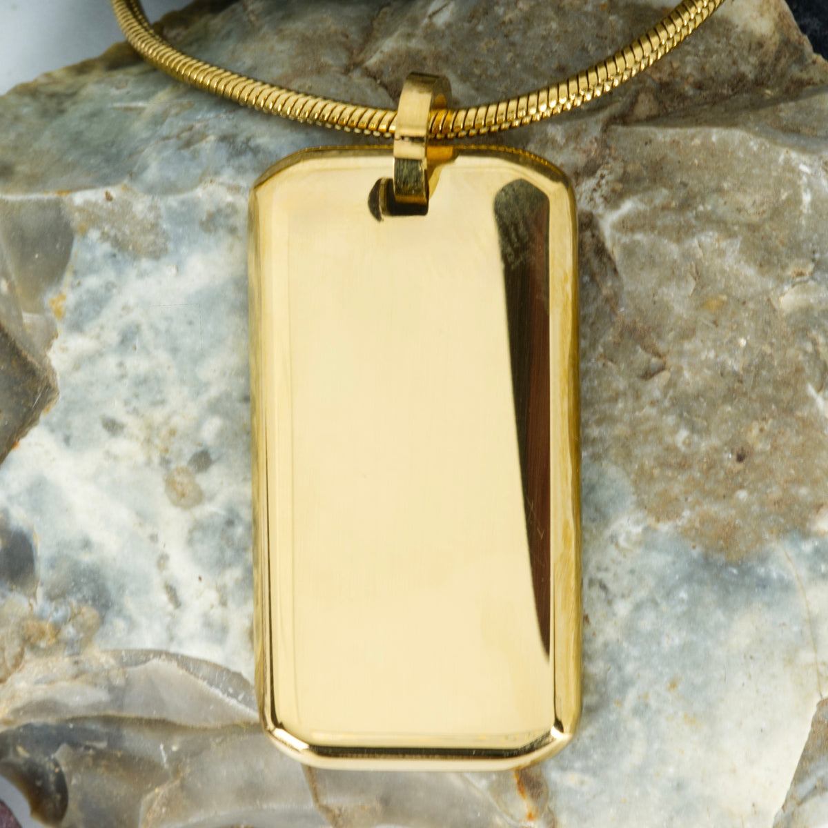 Gold PVD Plated Dog Tag Necklace