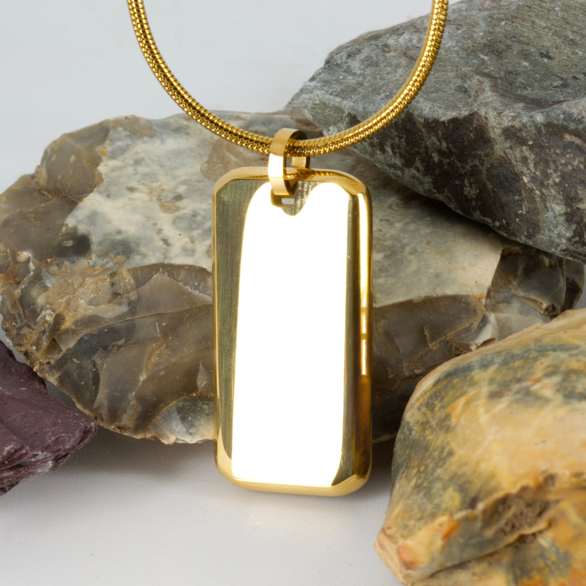 Gold PVD Plated Dog Tag Necklace