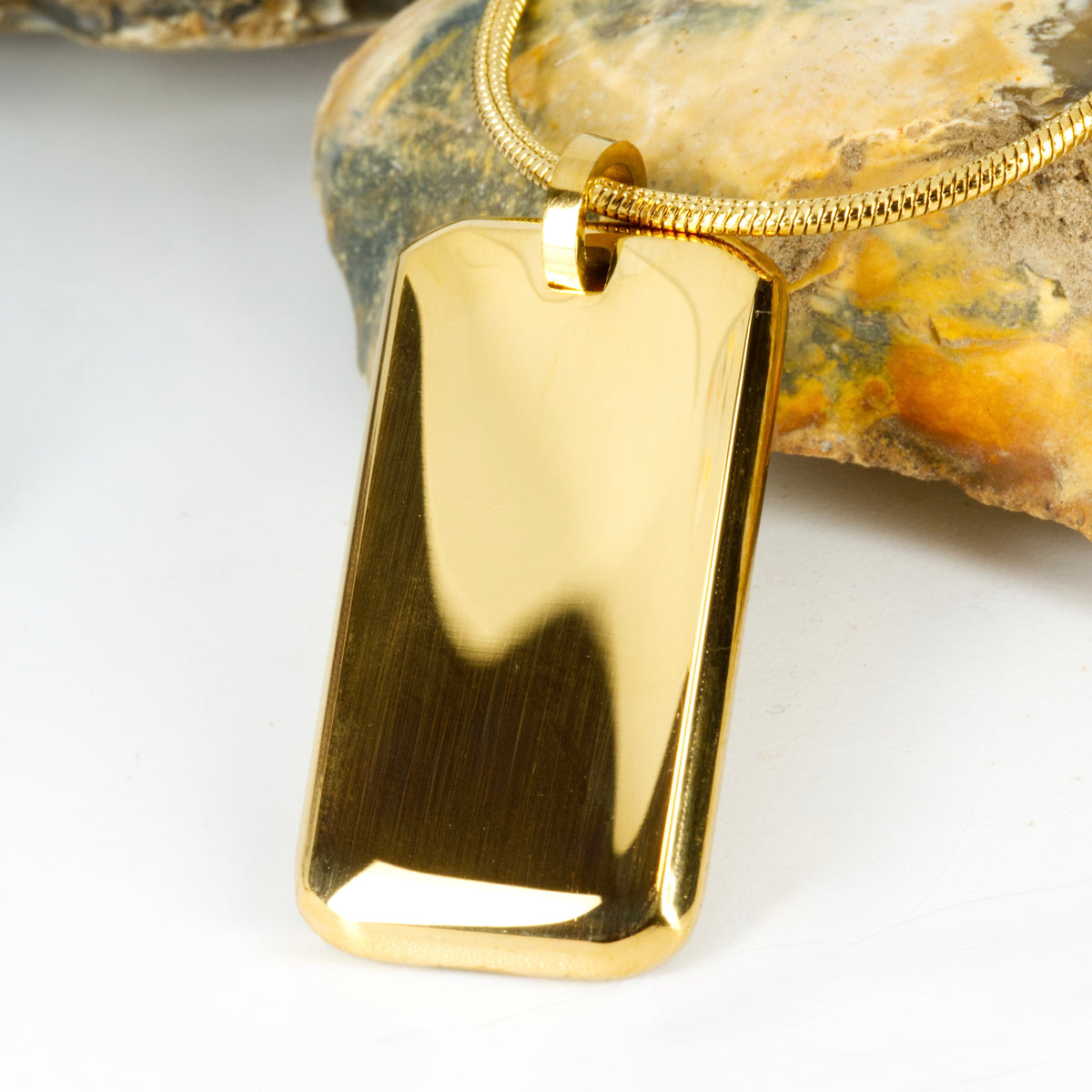 Gold PVD Plated Dog Tag Necklace