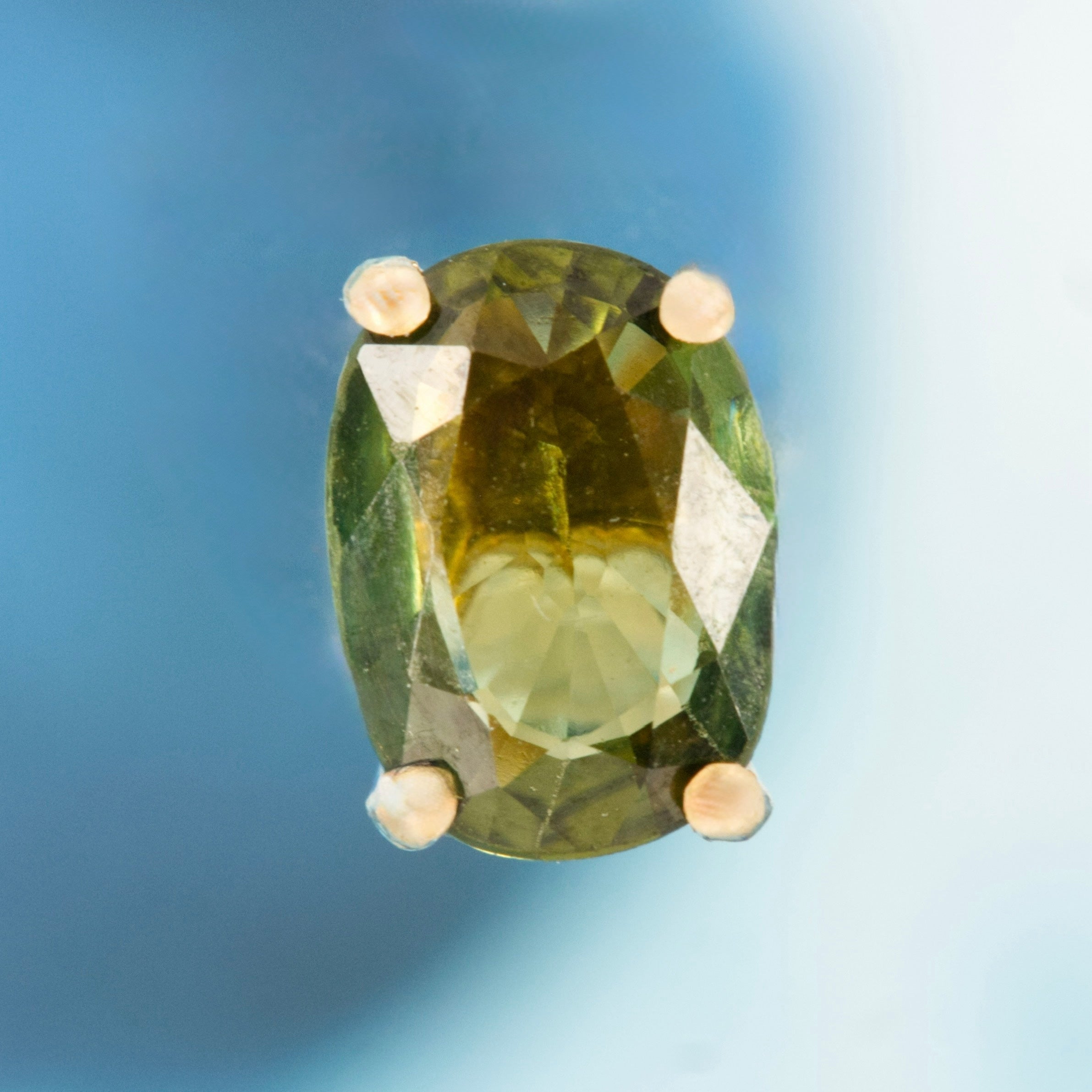9ct Yellow Gold Oval Cut Green Sapphire Stud Earrings