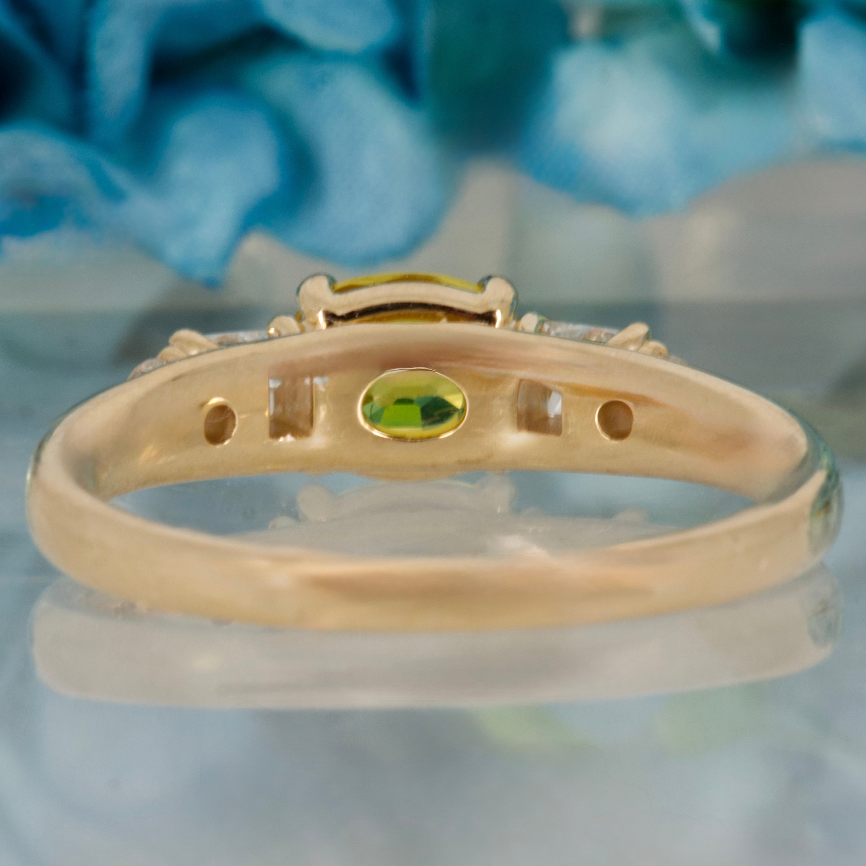 9ct Yellow Gold Oval Cut Yellow Sapphire & Princess and Round Brilliant Cut Diamond Ring