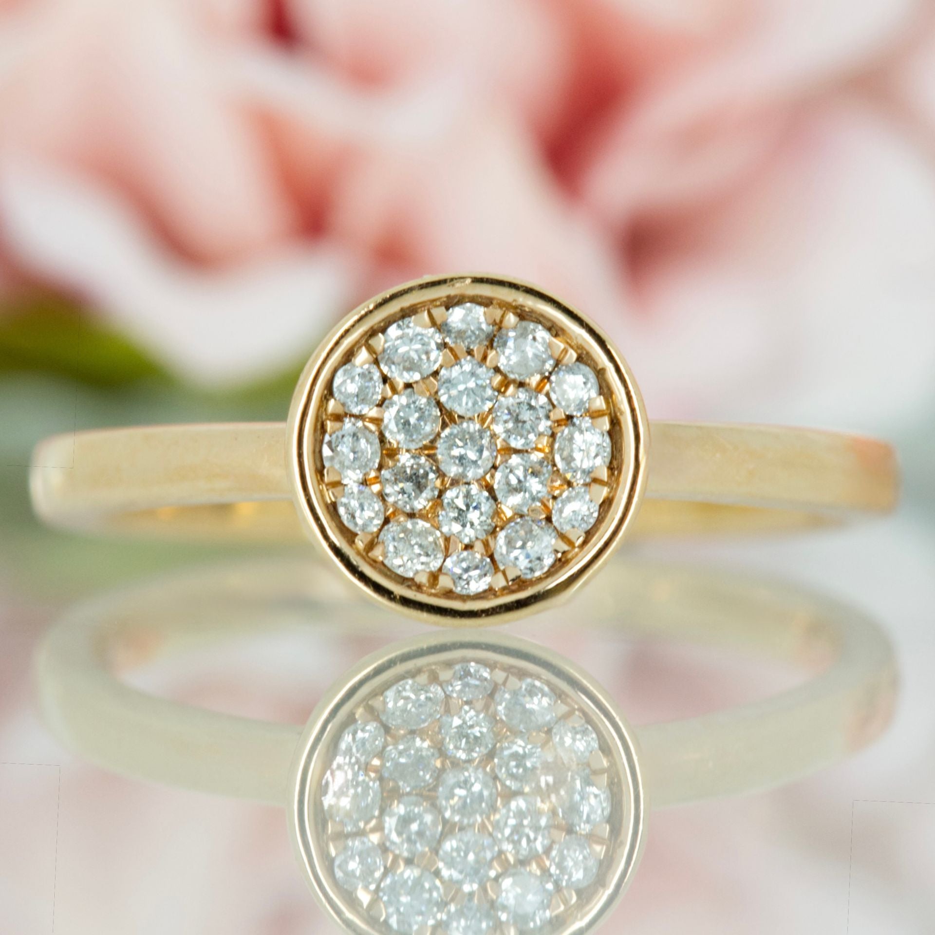 18ct Rose Gold Pavé Set Round Brilliant Cut Diamond Cluster Ring