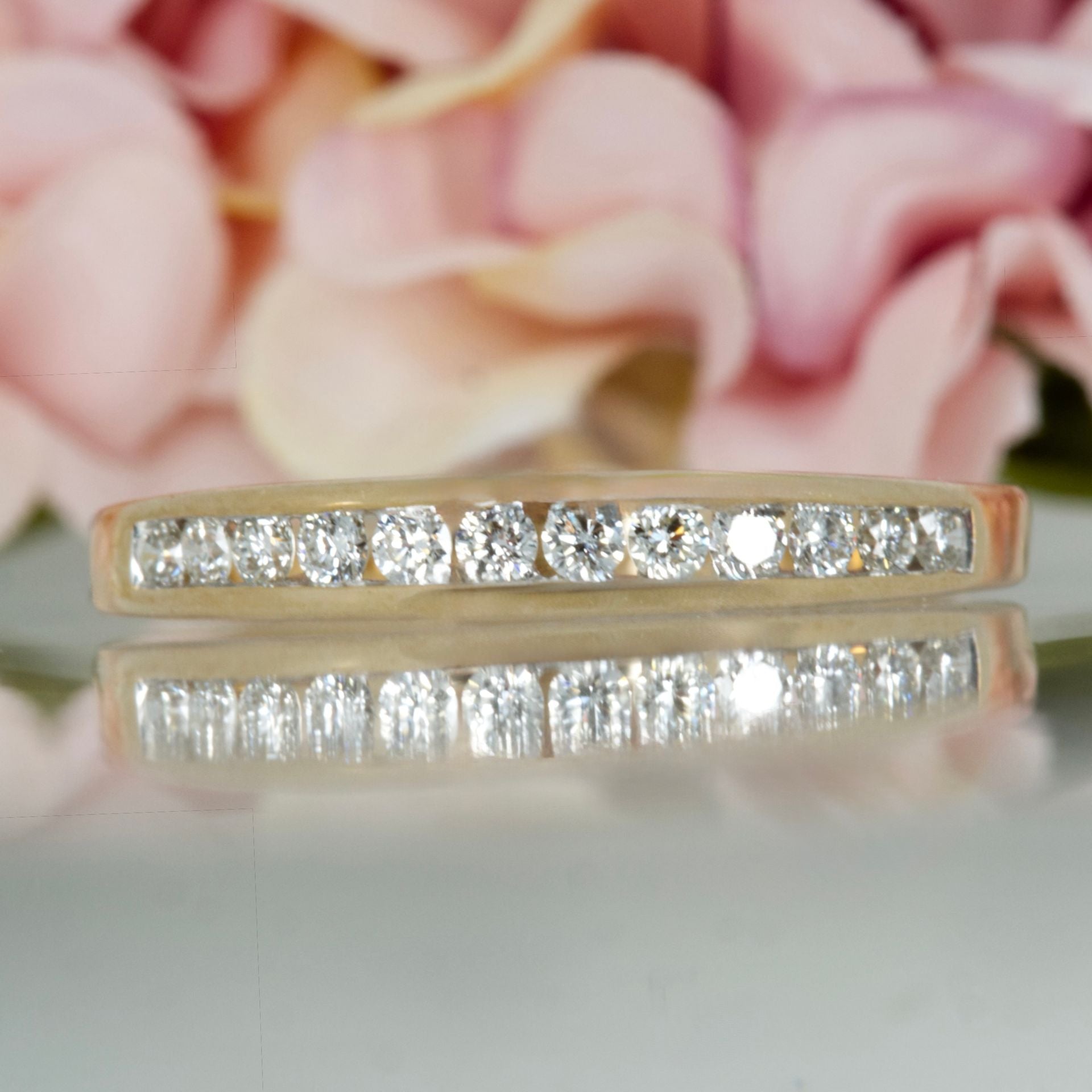 9ct Yellow Gold 0.25ct Round Brilliant Cut Diamond Channel Set Half Eternity Ring