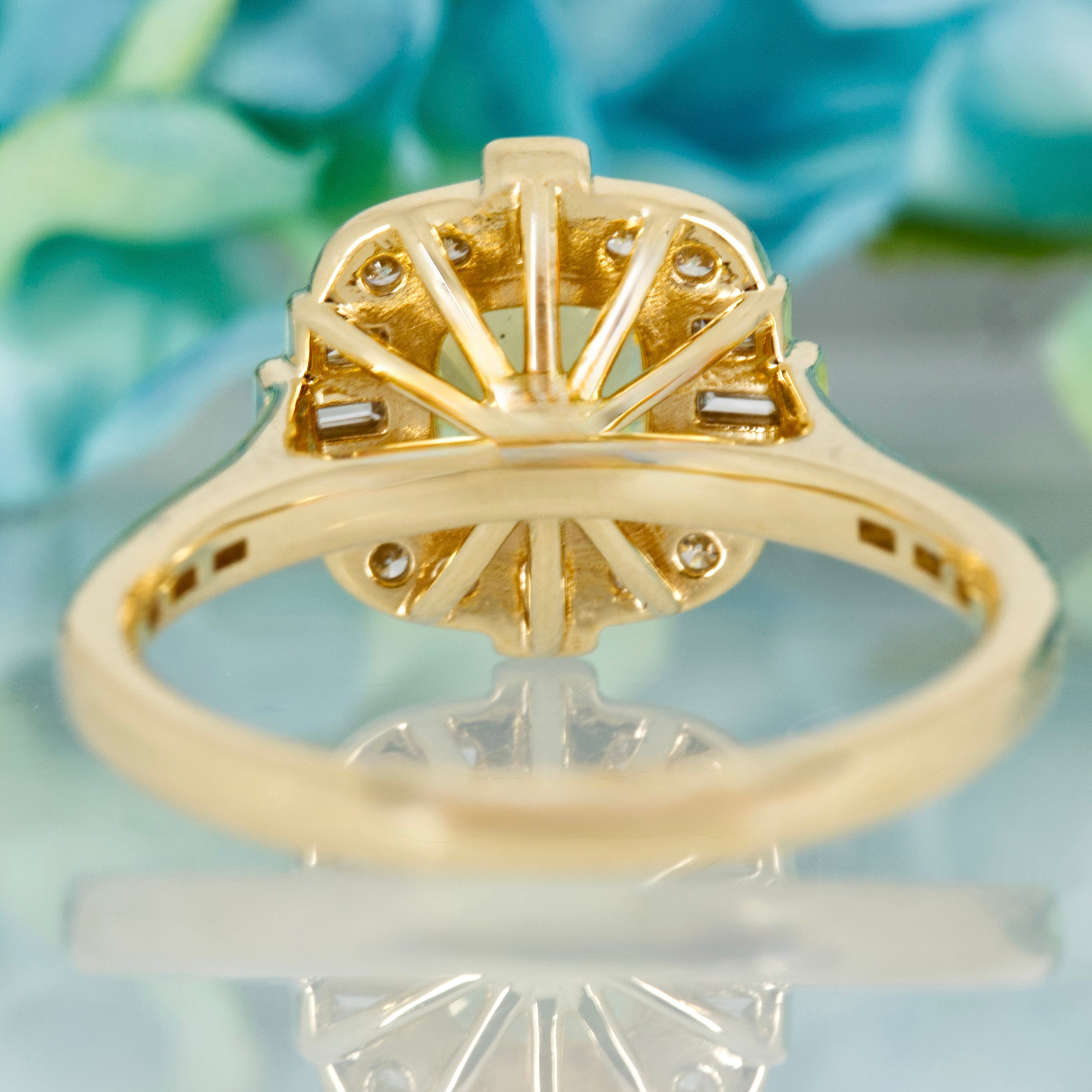 18ct Yellow Gold Cushion Cut Yellow Sapphire & Diamond Cluster Ring