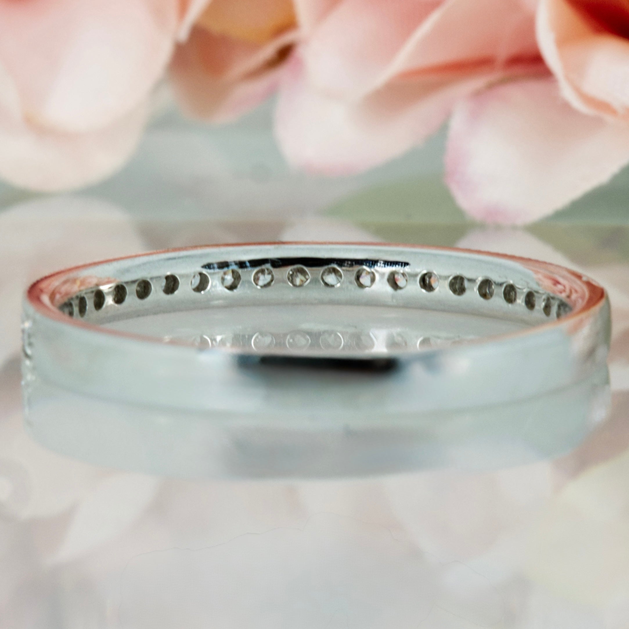 Platinum 0.21ct Round Brilliant Cut Diamond Millgrain Edged Channel Set Half Eternity Ring