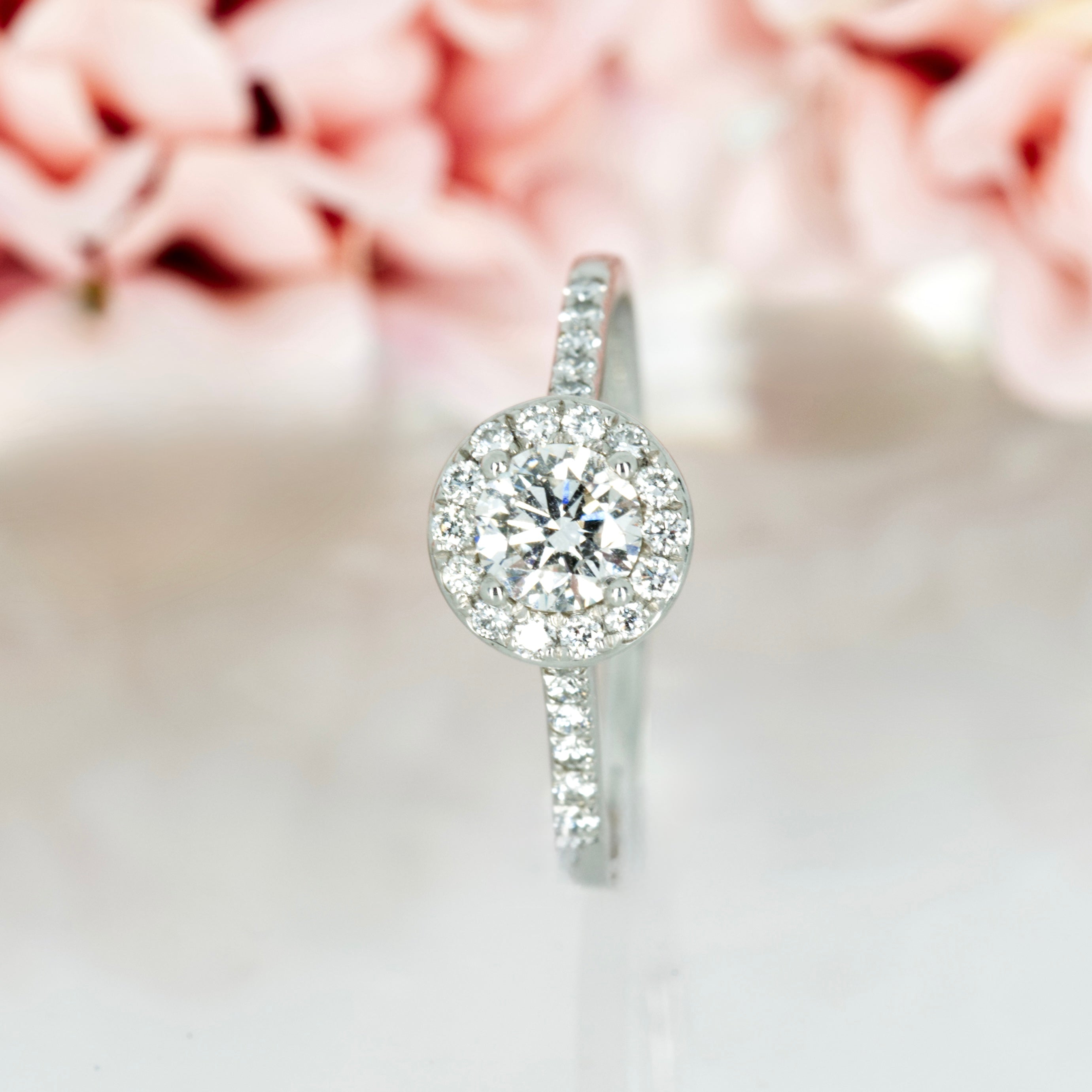 Platinum Certifed 0.79ct Round Brilliant Cut Diamond Halo Cluster Ring