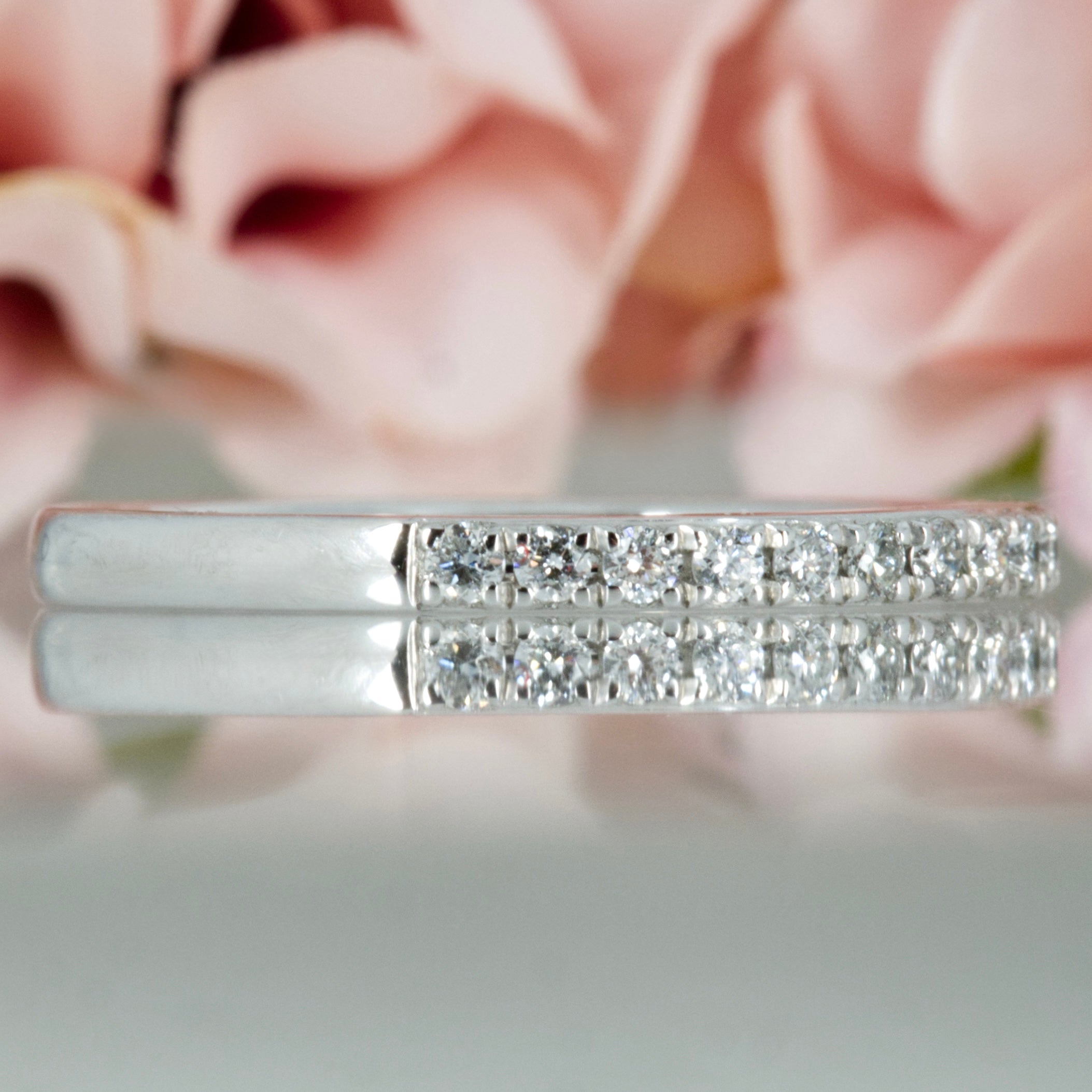 Platinum 0.20ct Round Brilliant Cut Diamond Claw Set Half Eternity Ring