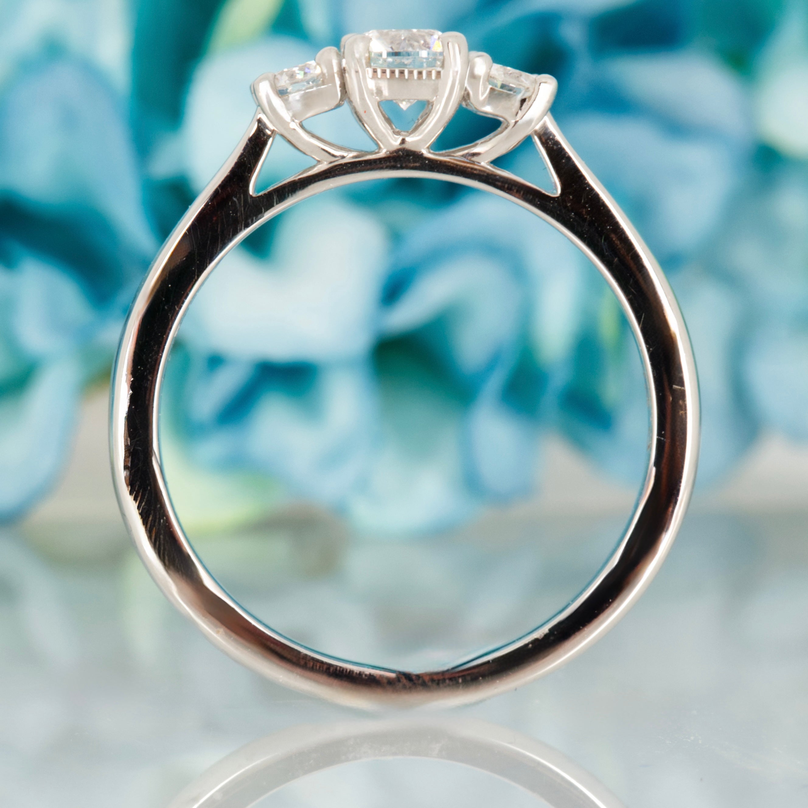 Platinum 0.50ct Round Brilliant Cut Diamond Claw Set Trilogy Ring