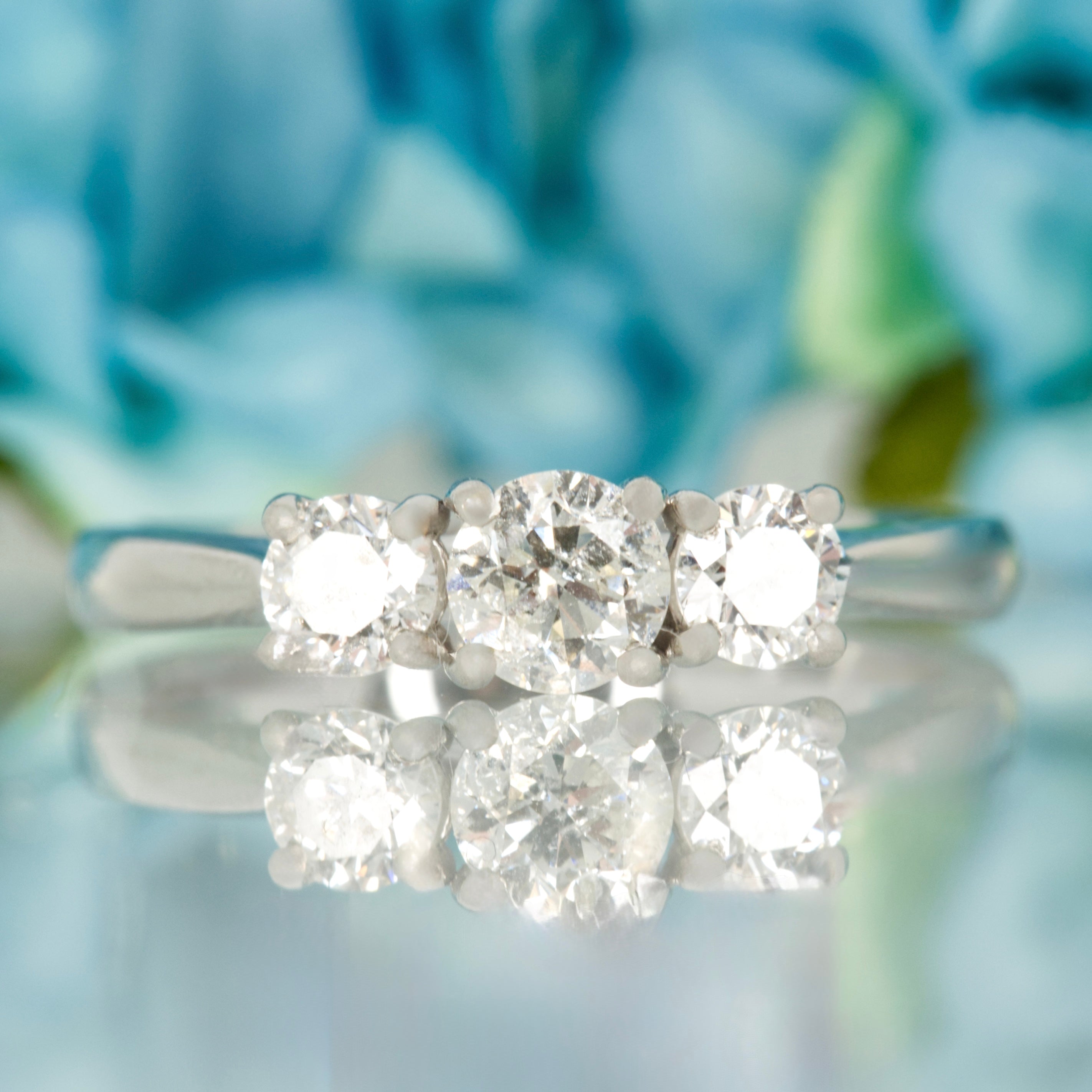 Platinum 0.50ct Round Brilliant Cut Diamond Claw Set Trilogy Ring