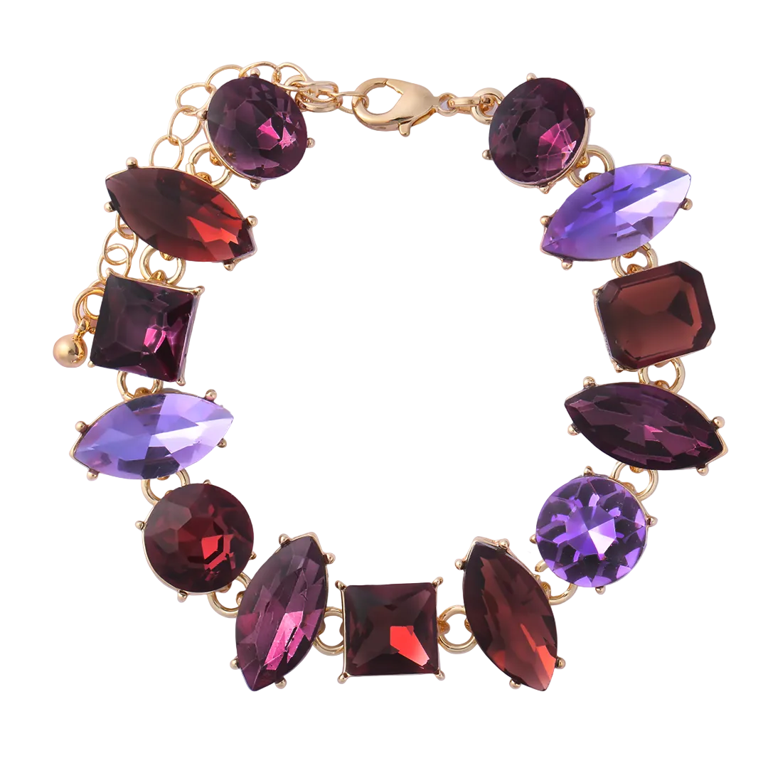 Gold Plated Purple Cubic Zirconia Set Bracelet
