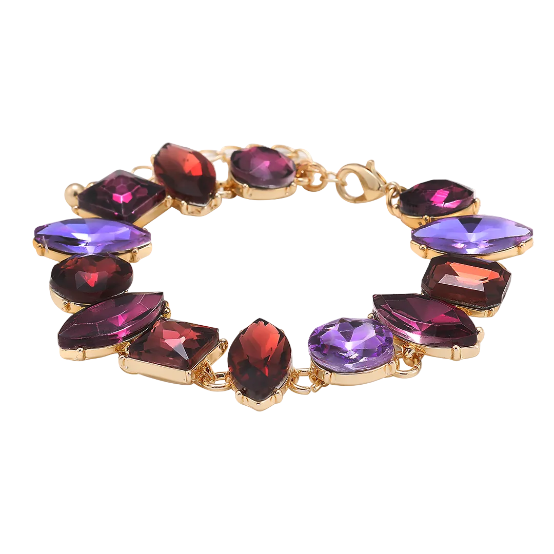 Gold Plated Purple Cubic Zirconia Set Bracelet
