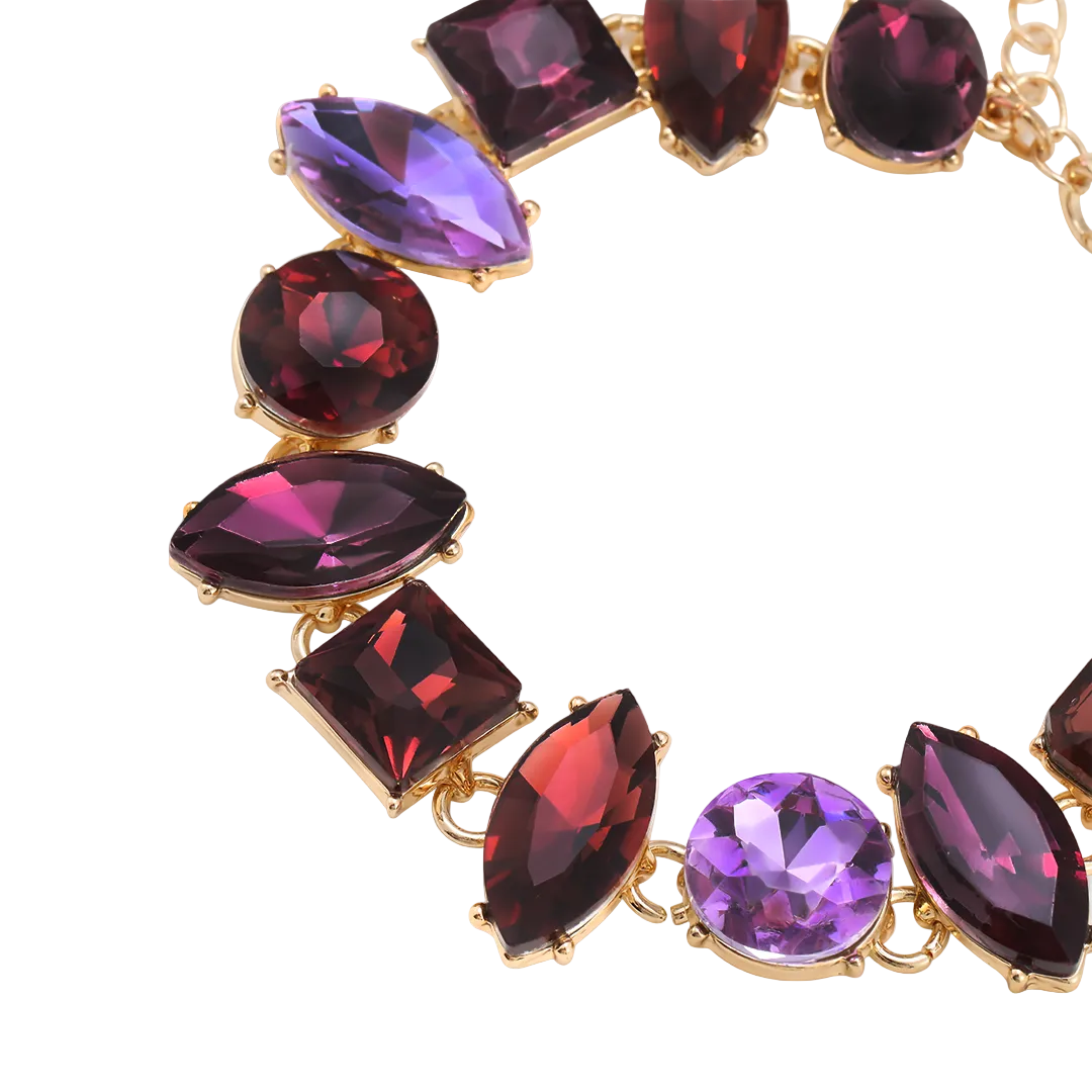 Gold Plated Purple Cubic Zirconia Set Bracelet