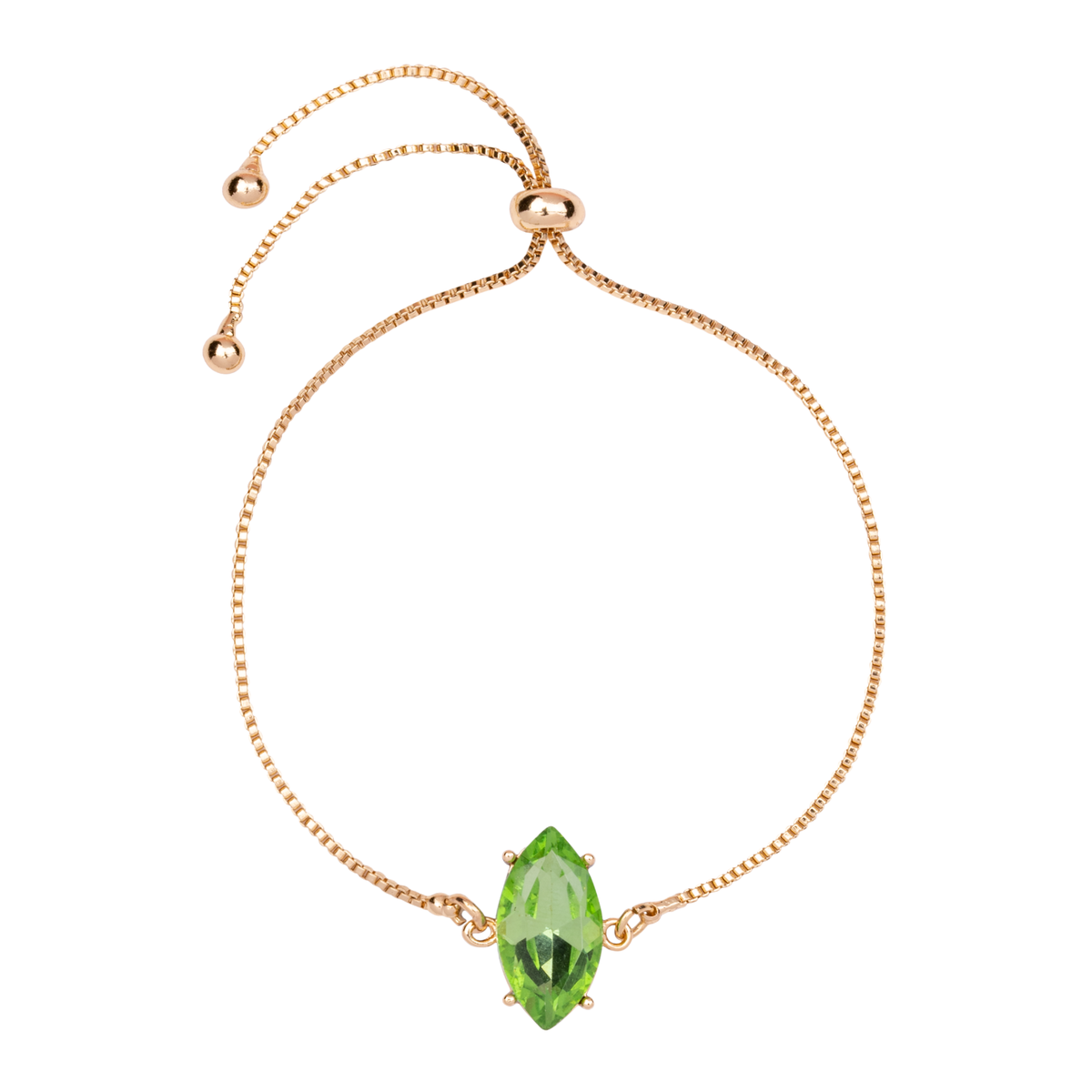 Gold Plated Marquise Cut Green Cubic Zirconia Set Bracelet