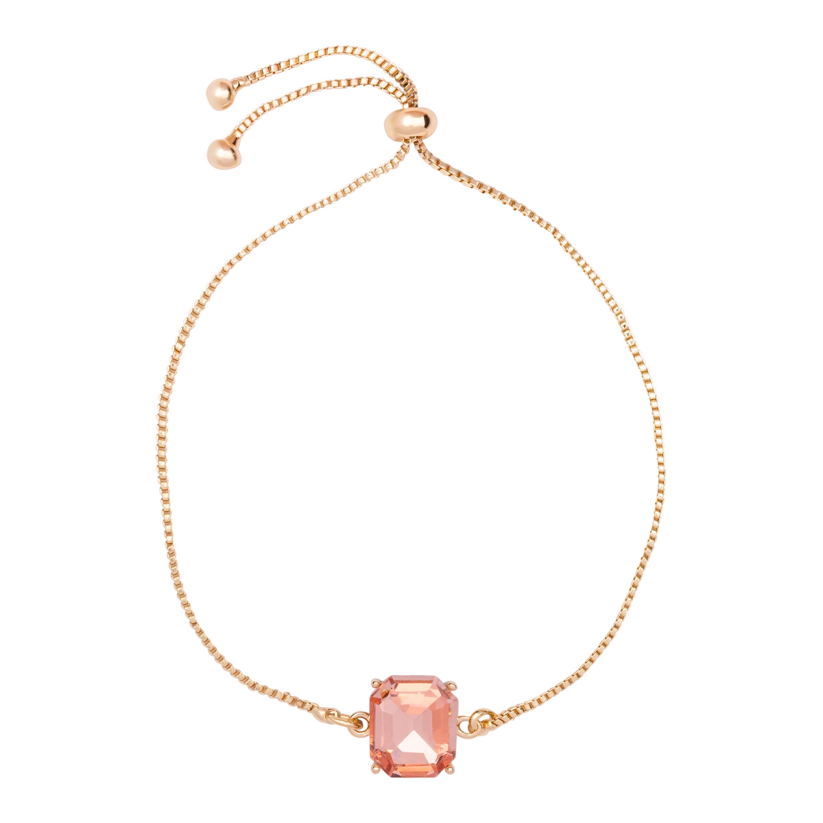 Gold Plated Octagonal Shaped Orange Cubic Zirconia Set Bracelet