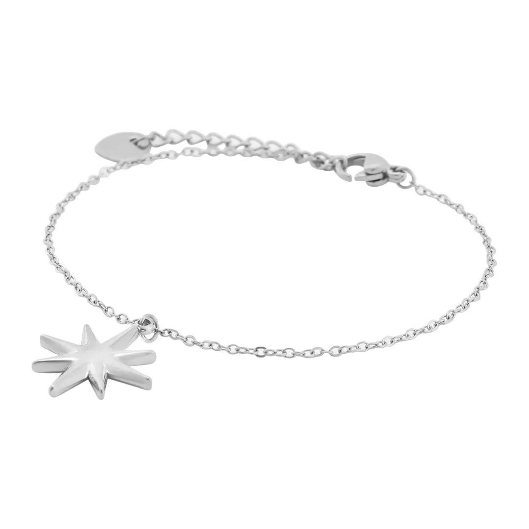 Rhodium Plated Star Charm Bracelet
