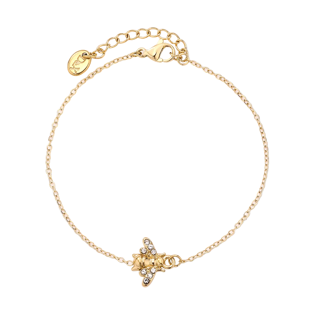 Gold Plated Cubic Zirconia Set Bee Bracelet