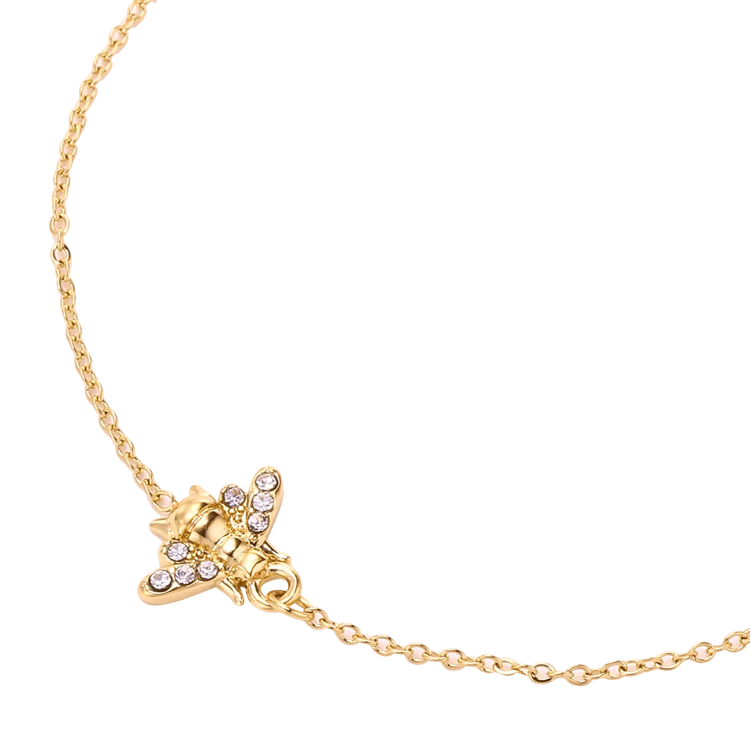 Gold Plated Cubic Zirconia Set Bee Bracelet