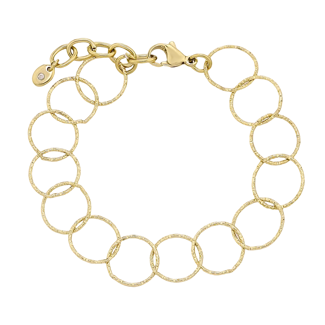 Gold Plated Hammered Circles Bracelet