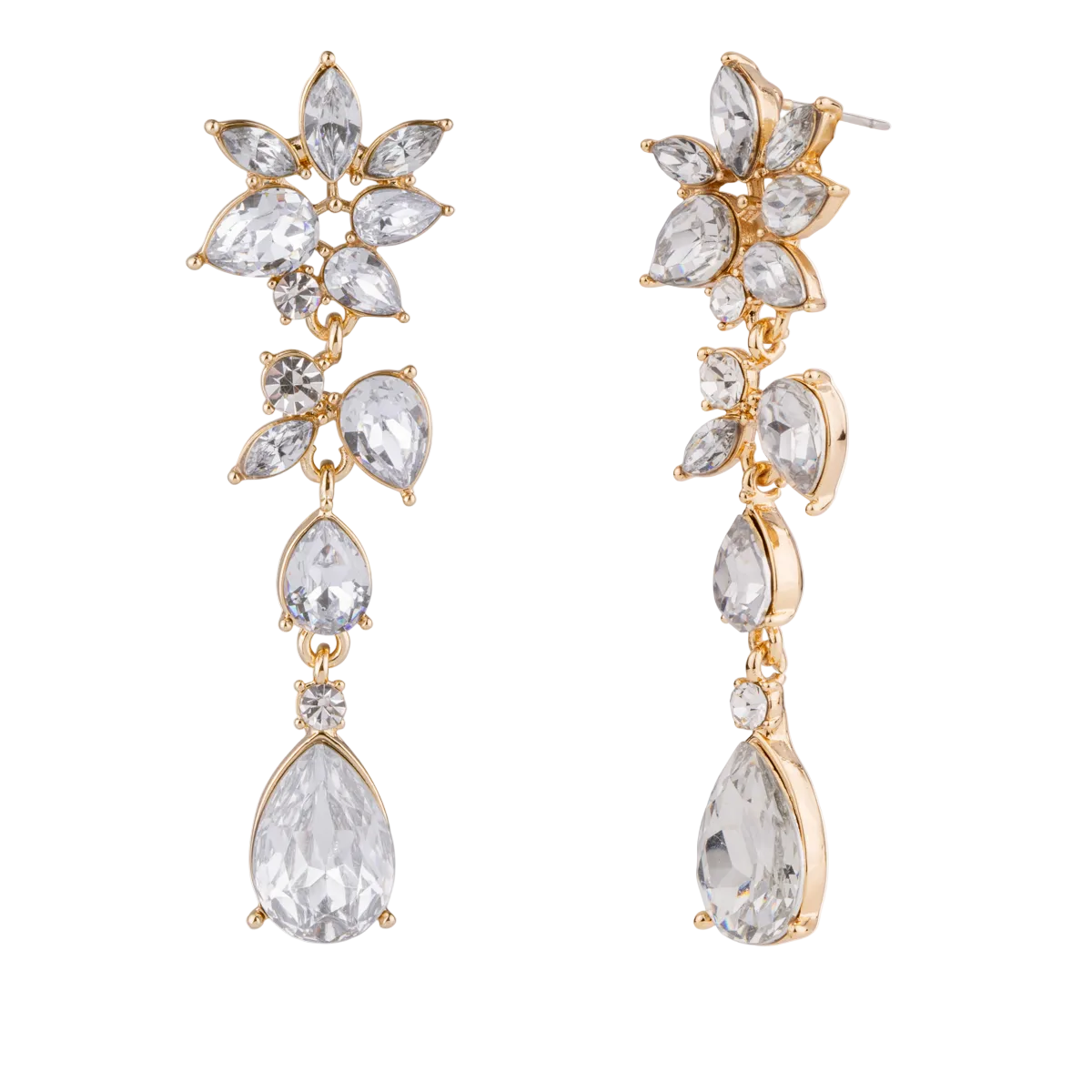 Gold Plated Cubic Zirconia Set Drop Earrings