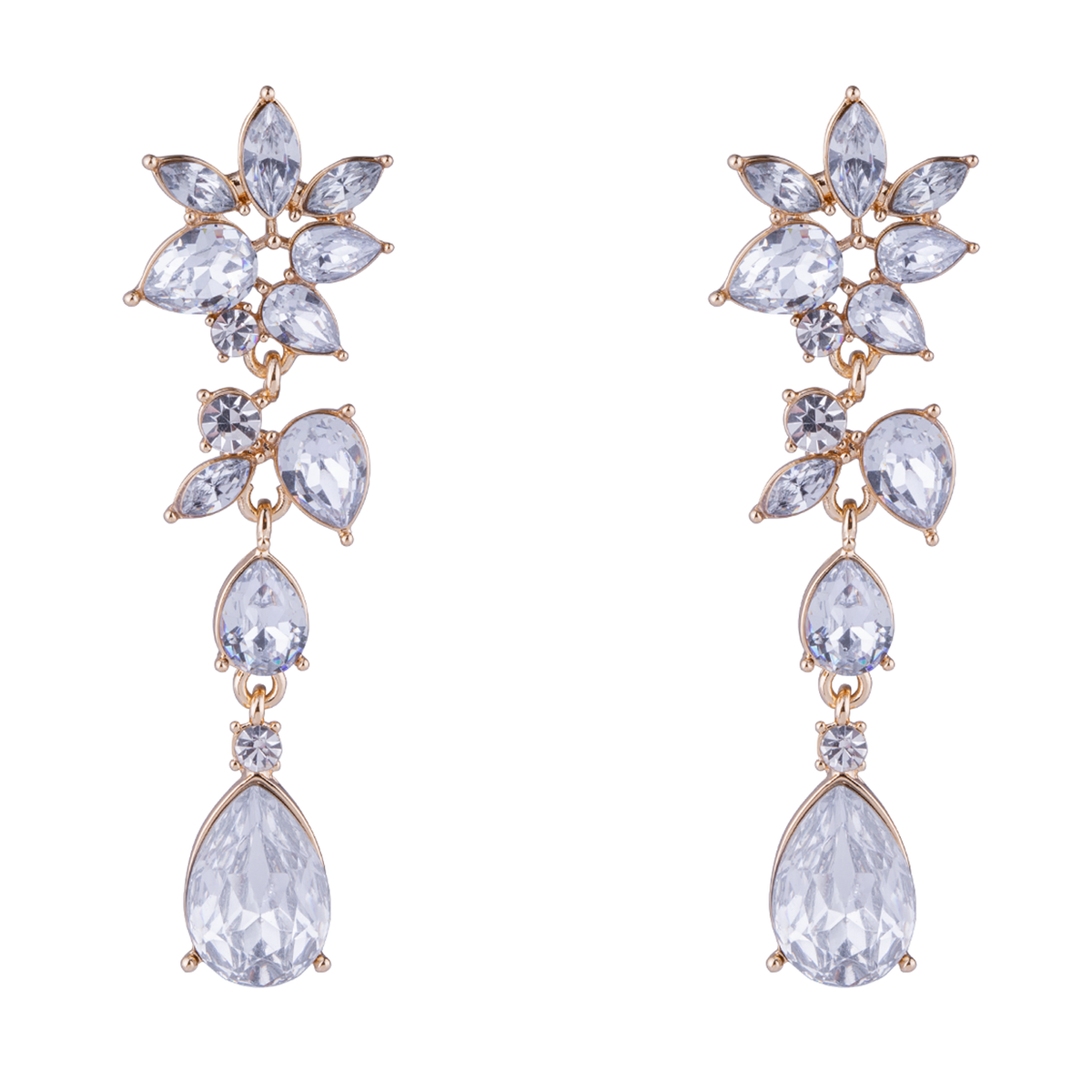 Gold Plated Cubic Zirconia Set Drop Earrings