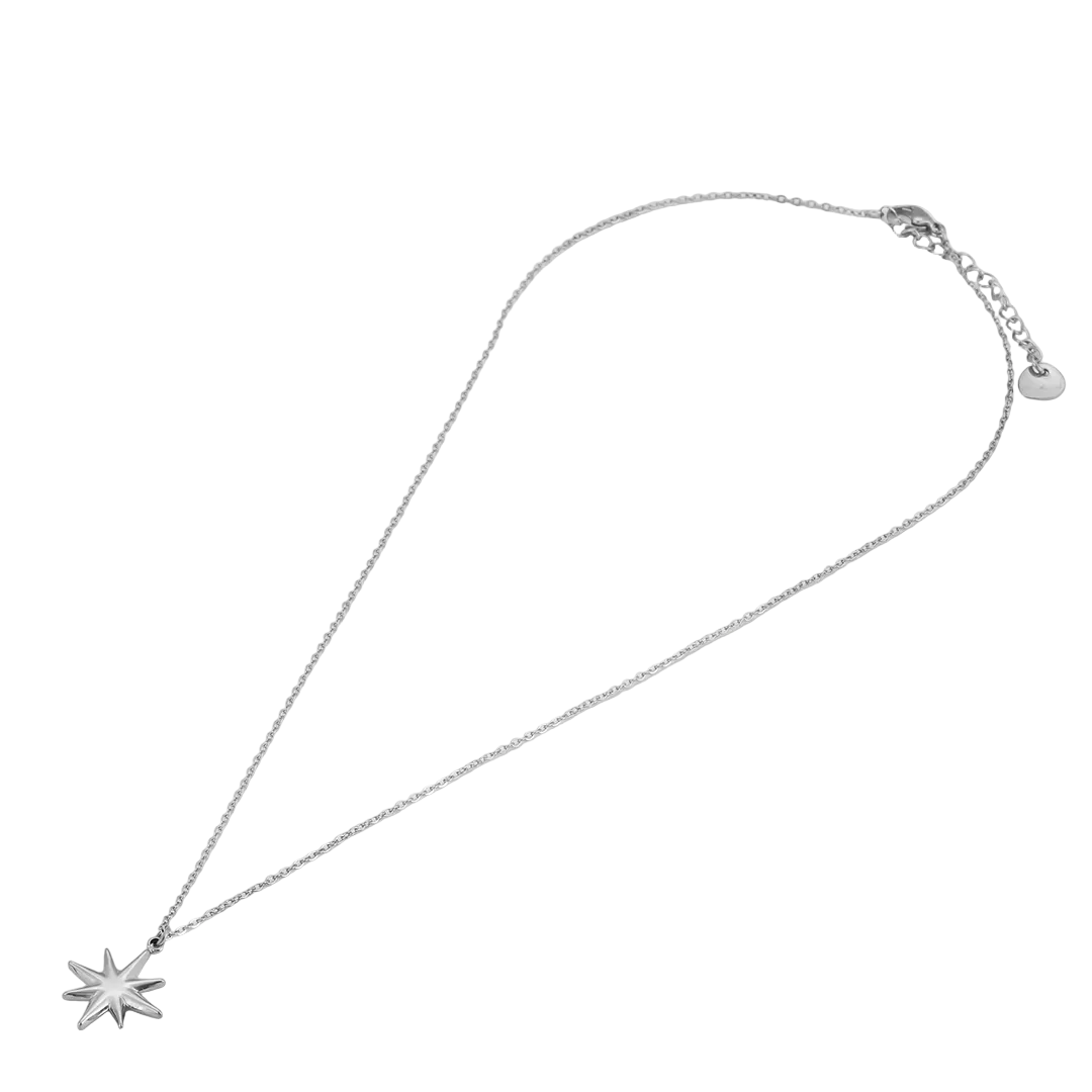 Rhodium Plated Star Pendant & Chain