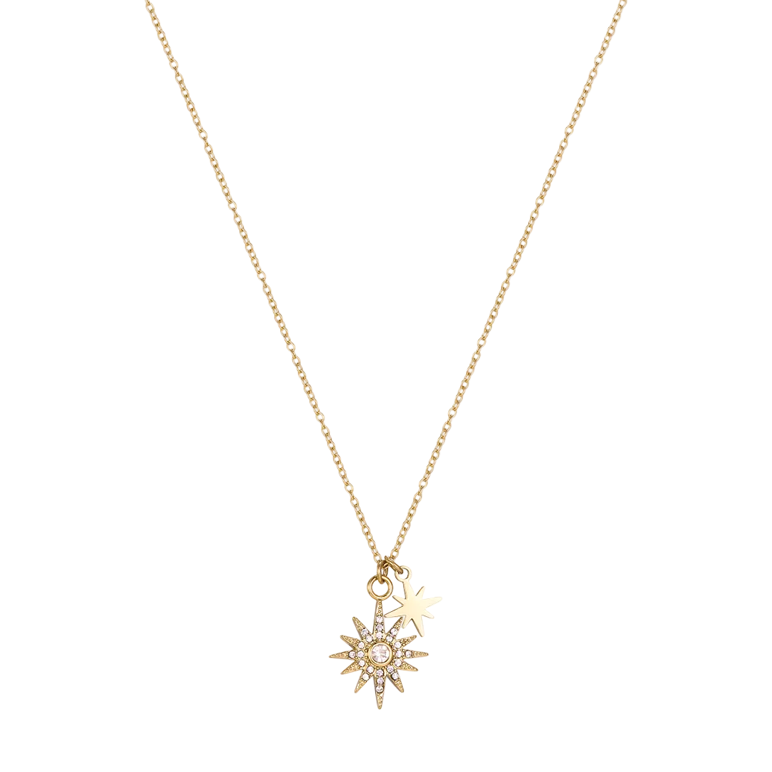 Gold Plated Cubic Zirconia Set Star Pendant & Chain