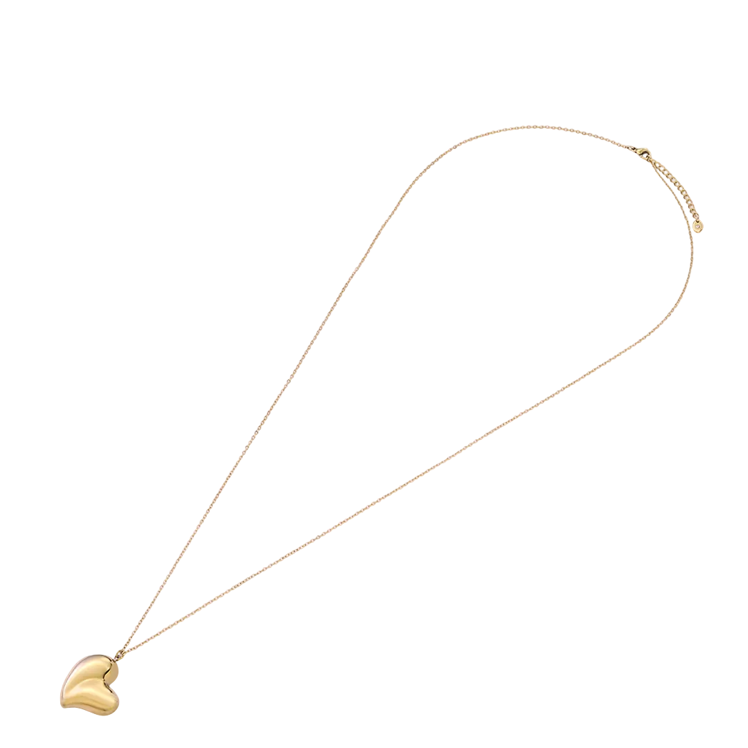 Gold Plated Large Heart Pendant & Chain