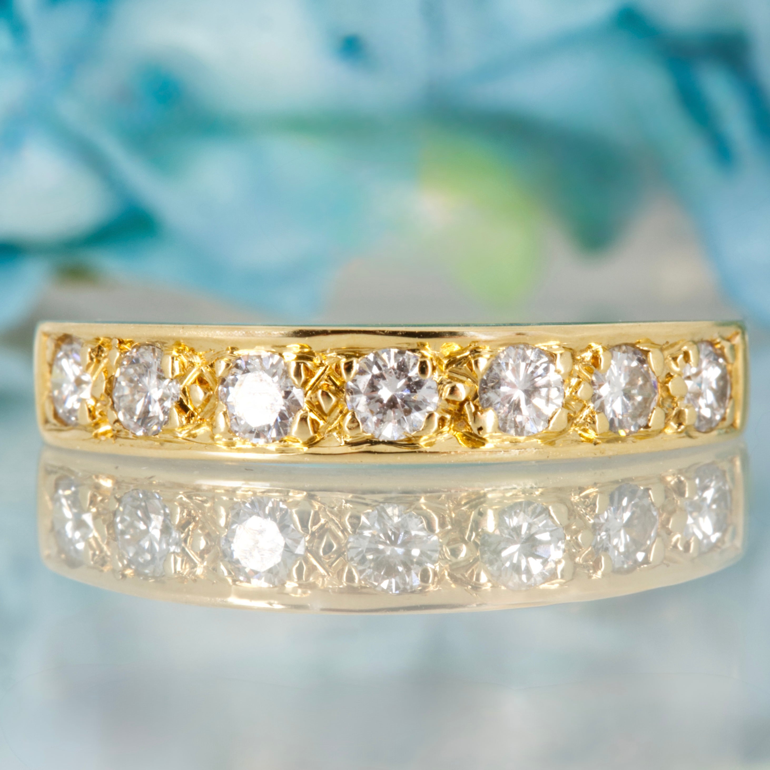 Pre-Loved 18ct Yellow Gold Round Brilliant Cut Diamond Half Eternity Ring