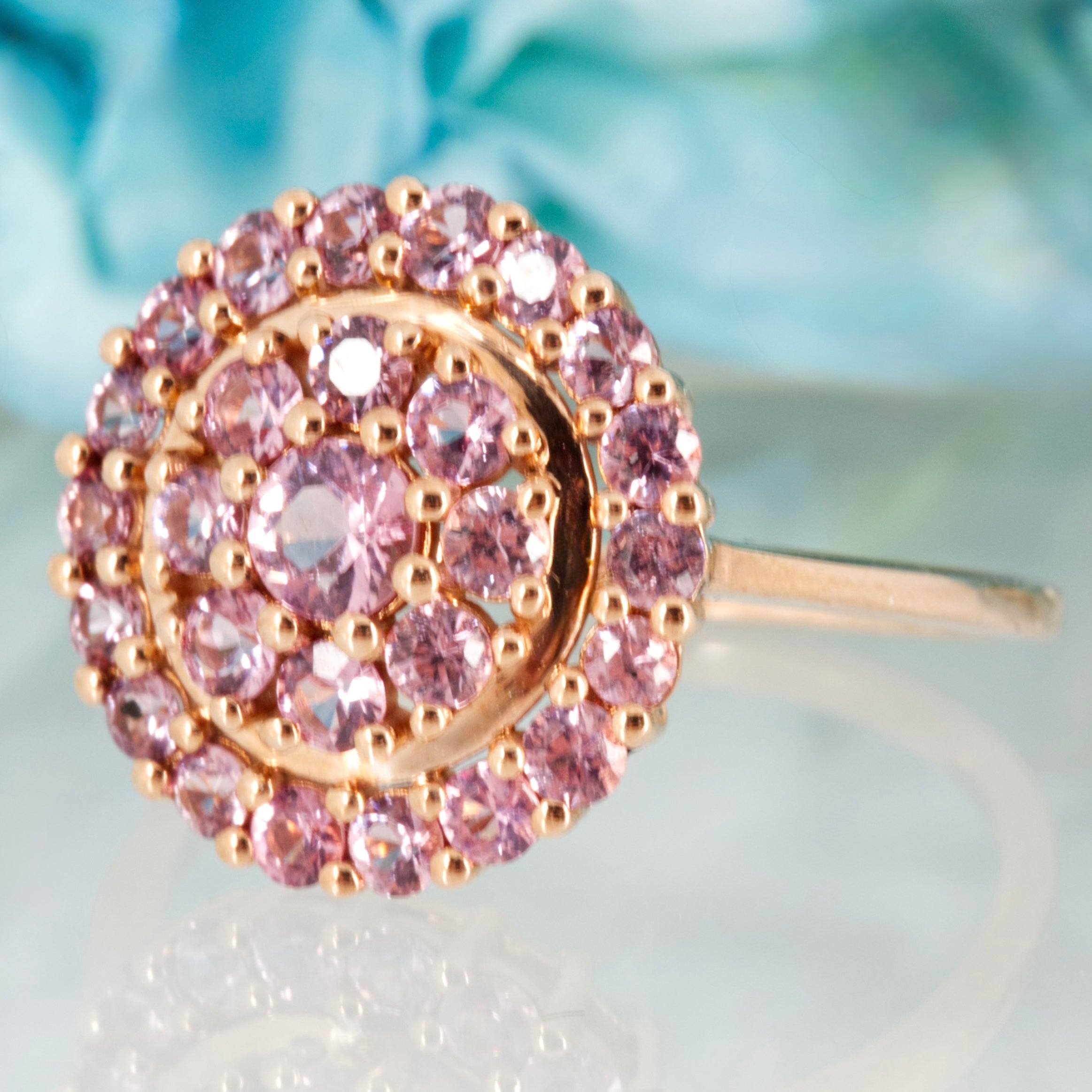 Pre-Loved 9ct Rose Gold Pink Cubic Zirconia Set Cluster Ring