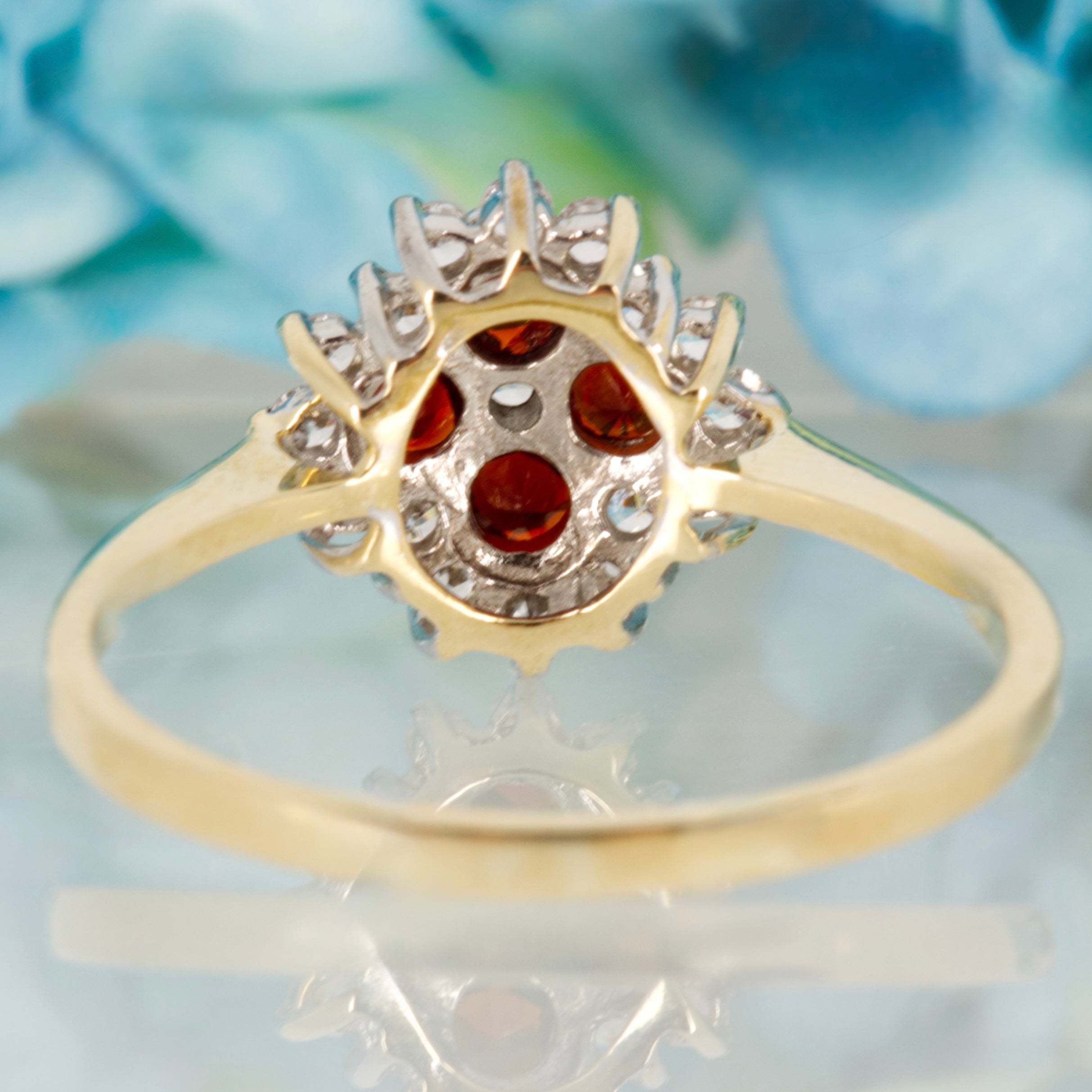 Pre-Loved 9ct Yellow Gold Red & White Cubic Zirconia Cluster Ring