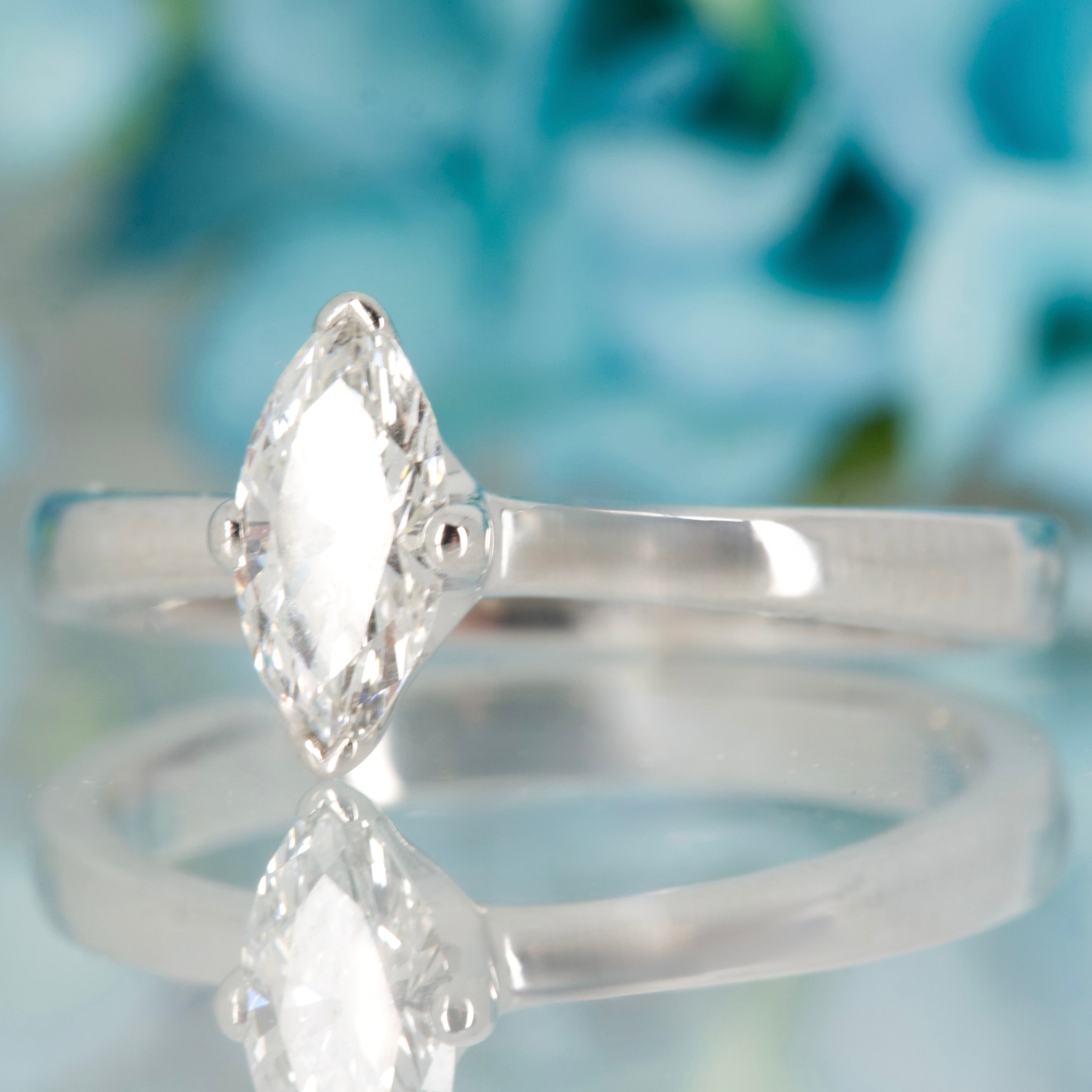 Pre-Loved 18ct White Gold 0.40ct approx Marquise Cut Diamond Solitaire Ring