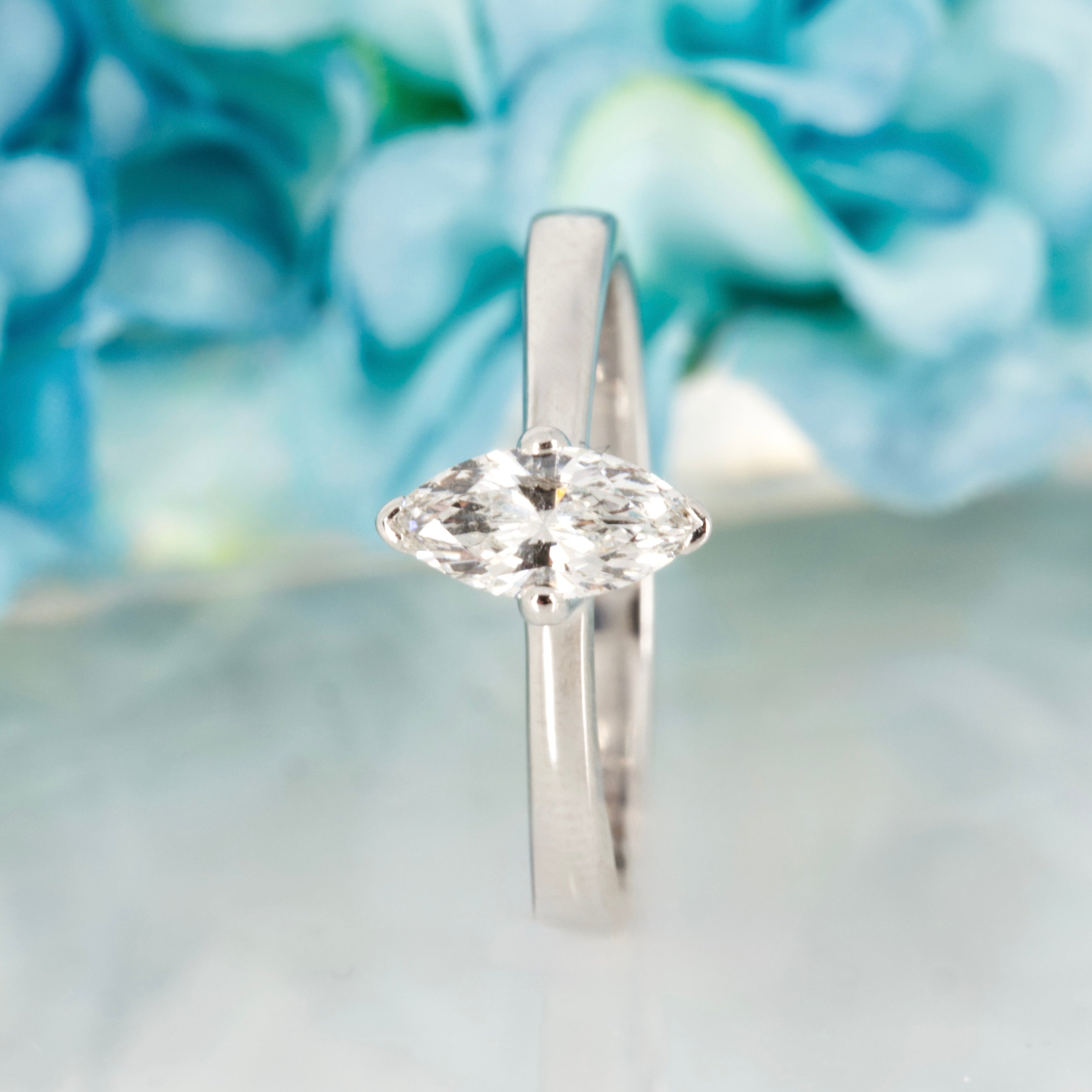 Pre-Loved 18ct White Gold 0.40ct approx Marquise Cut Diamond Solitaire Ring