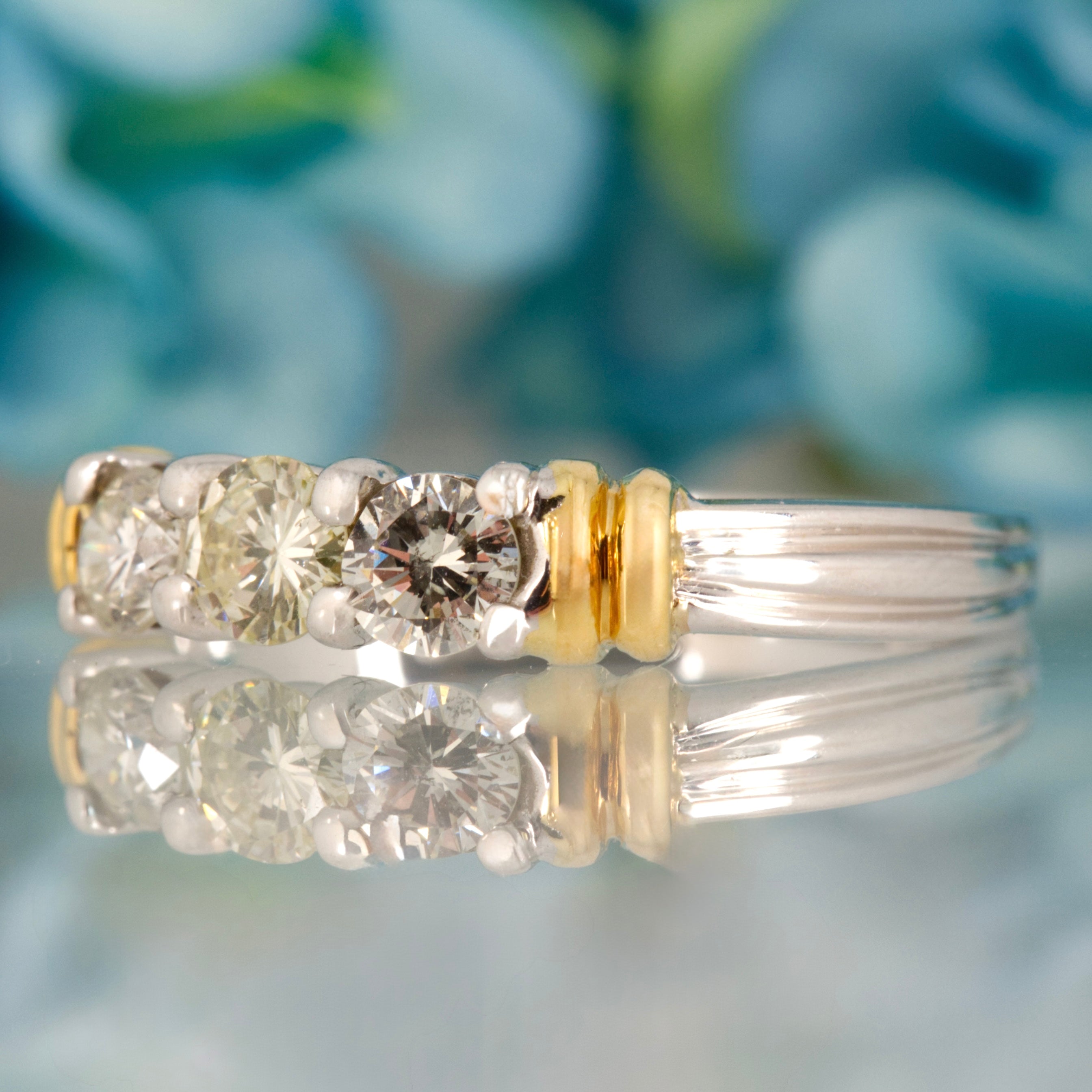 Pre-Loved 18ct Yellow & White Gold Round Brilliant Cut Diamond Trilogy Ring