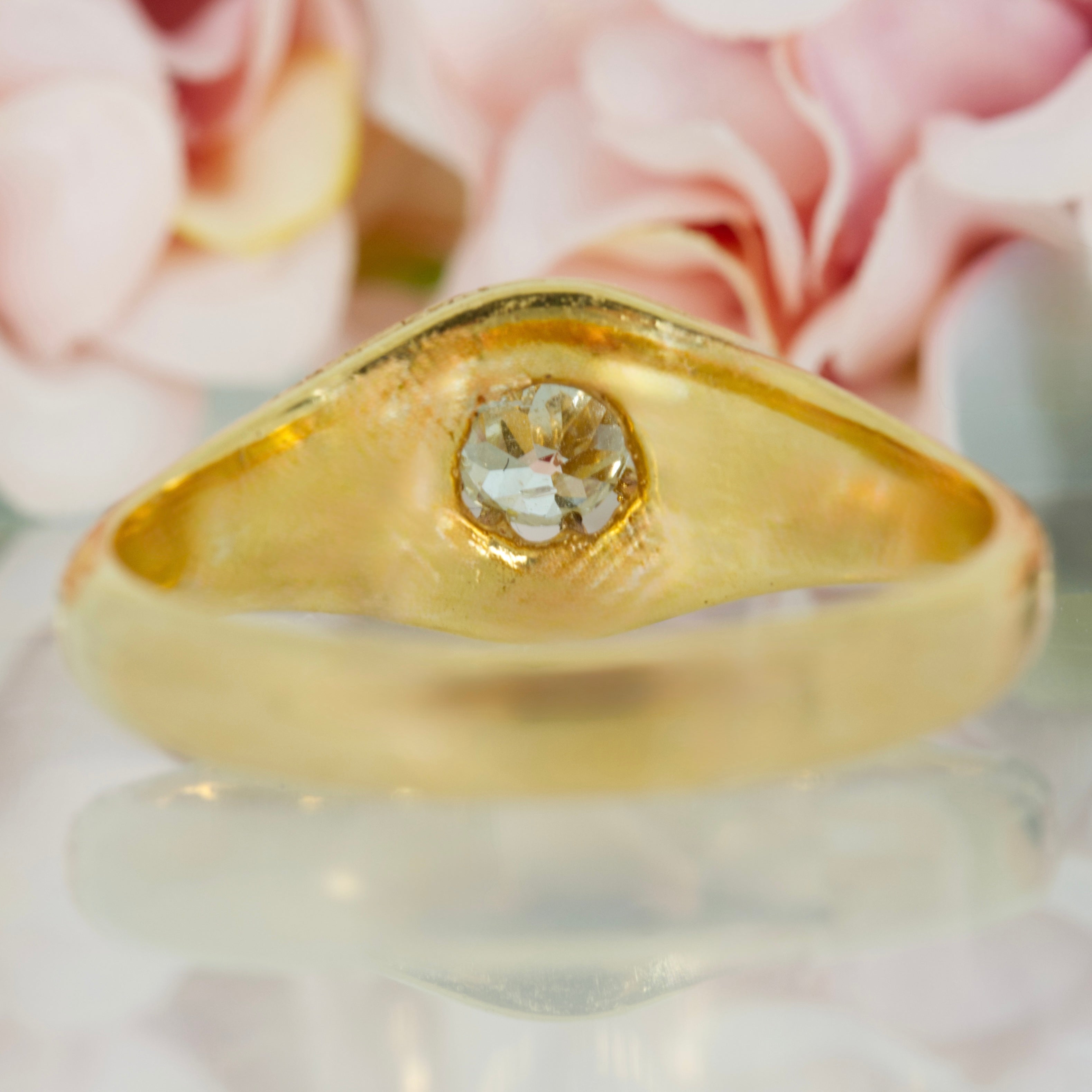 Antique 18ct Yellow Gold Old Round Cut Diamond Solitaire Ring, hallmarked Chester 1900