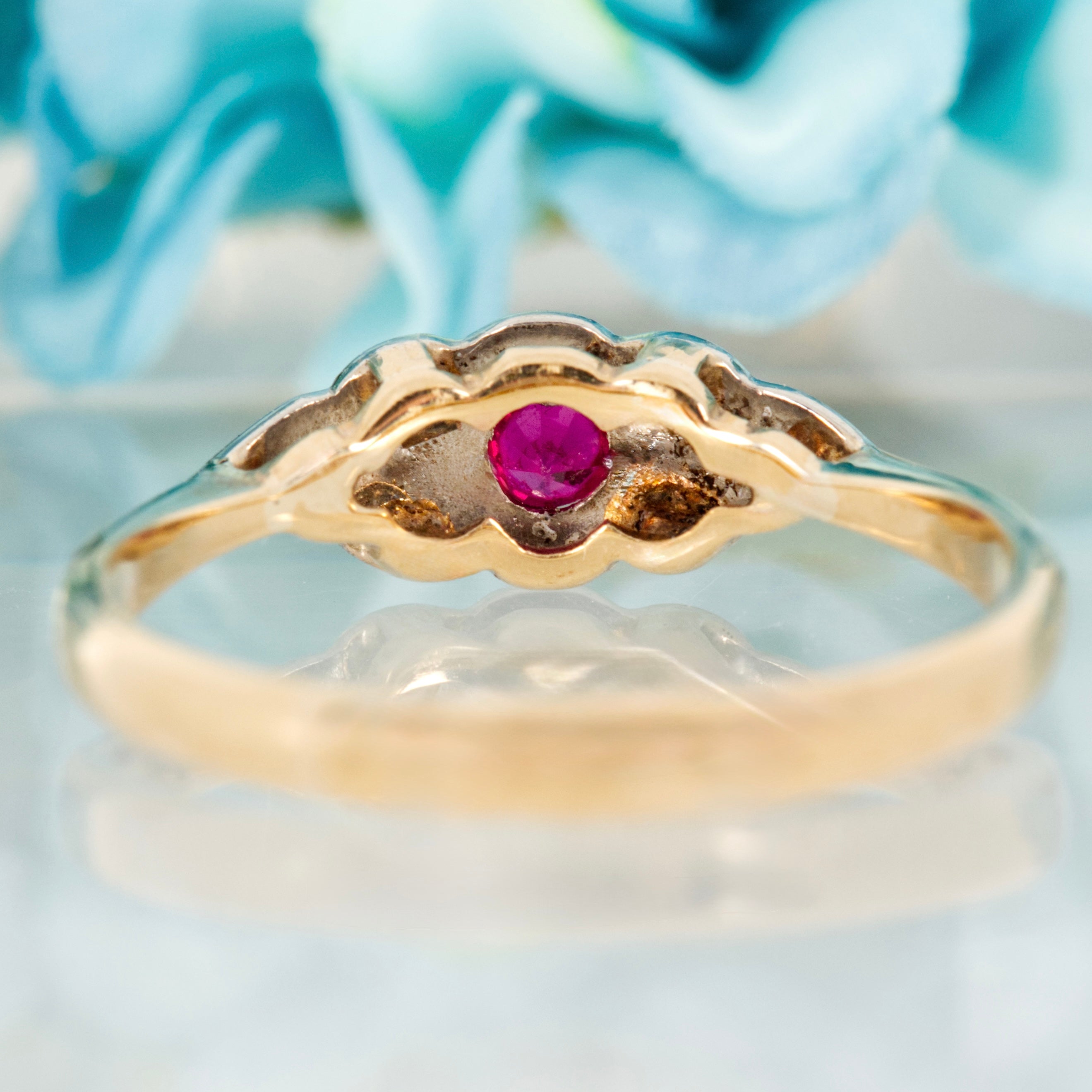Pre-Loved 9ct Yellow Gold & Palladium Ruby & Diamond Dress Ring